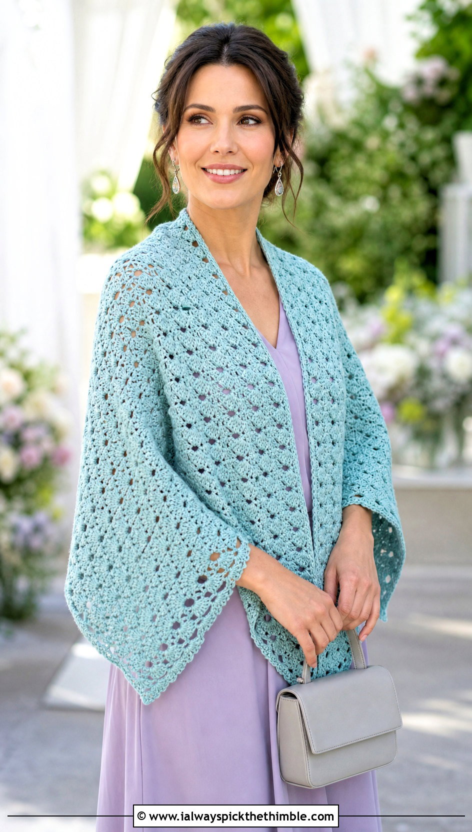 Shell Stitch Rectangle Crochet Shawl With Midi Dress - 20 Rectangle Crochet Shawls outfit ideas