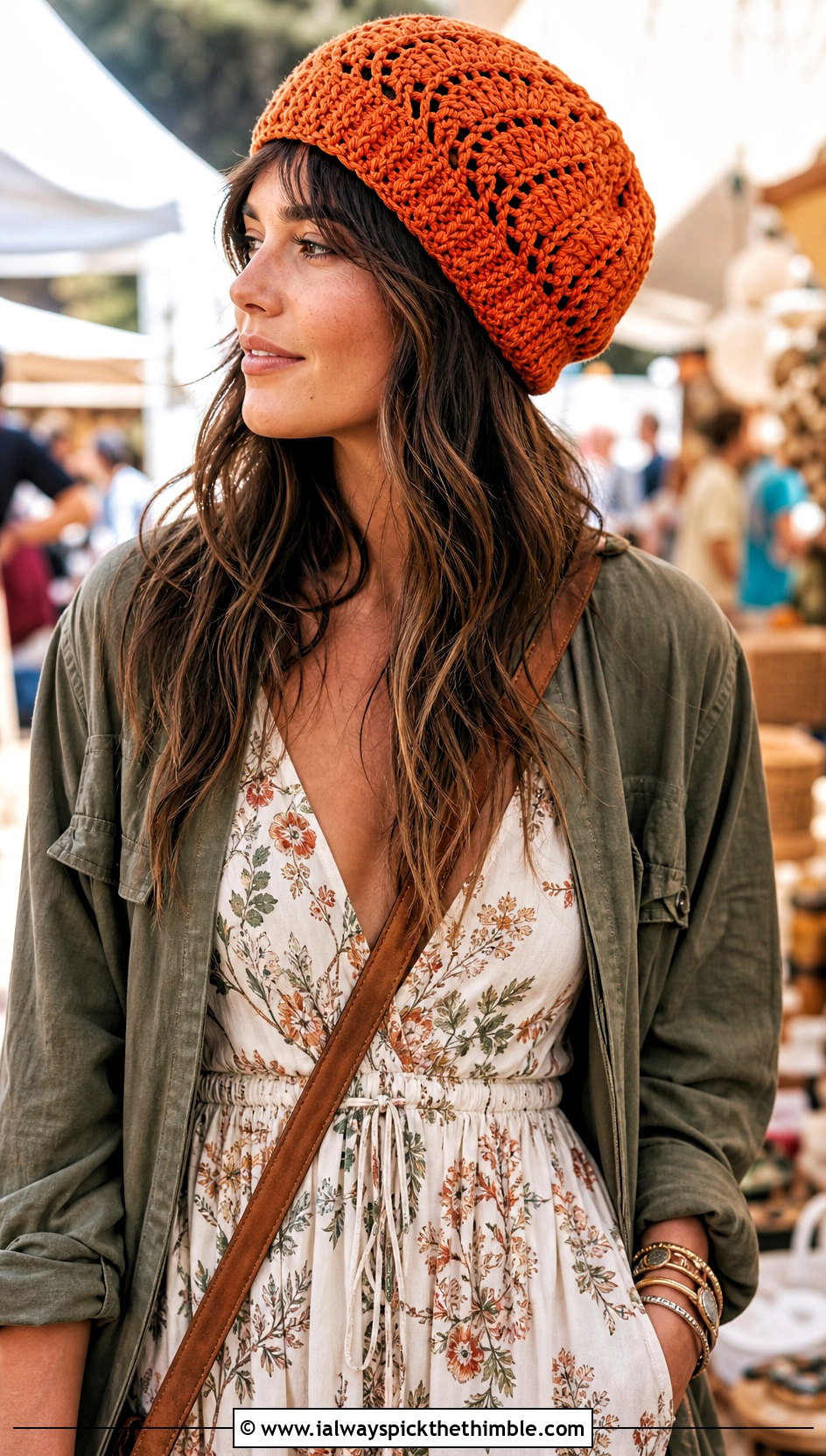 Shell Stitch Swirl Hat With Boho Maxi Dress - 15 crochet vintage swirl hat outfit ideas
