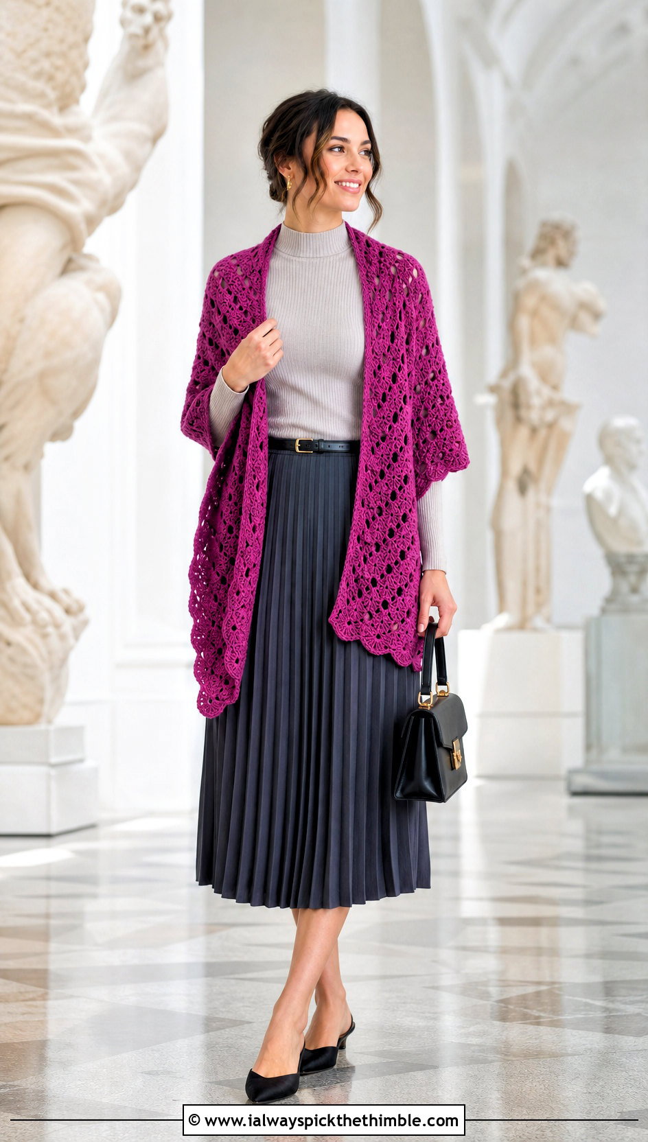 Shell Stitch Worsted Weight Crochet Shawl With Pleated Skirt - 20 Crochet Shawl Worsted Weight Yarn outfit ideas