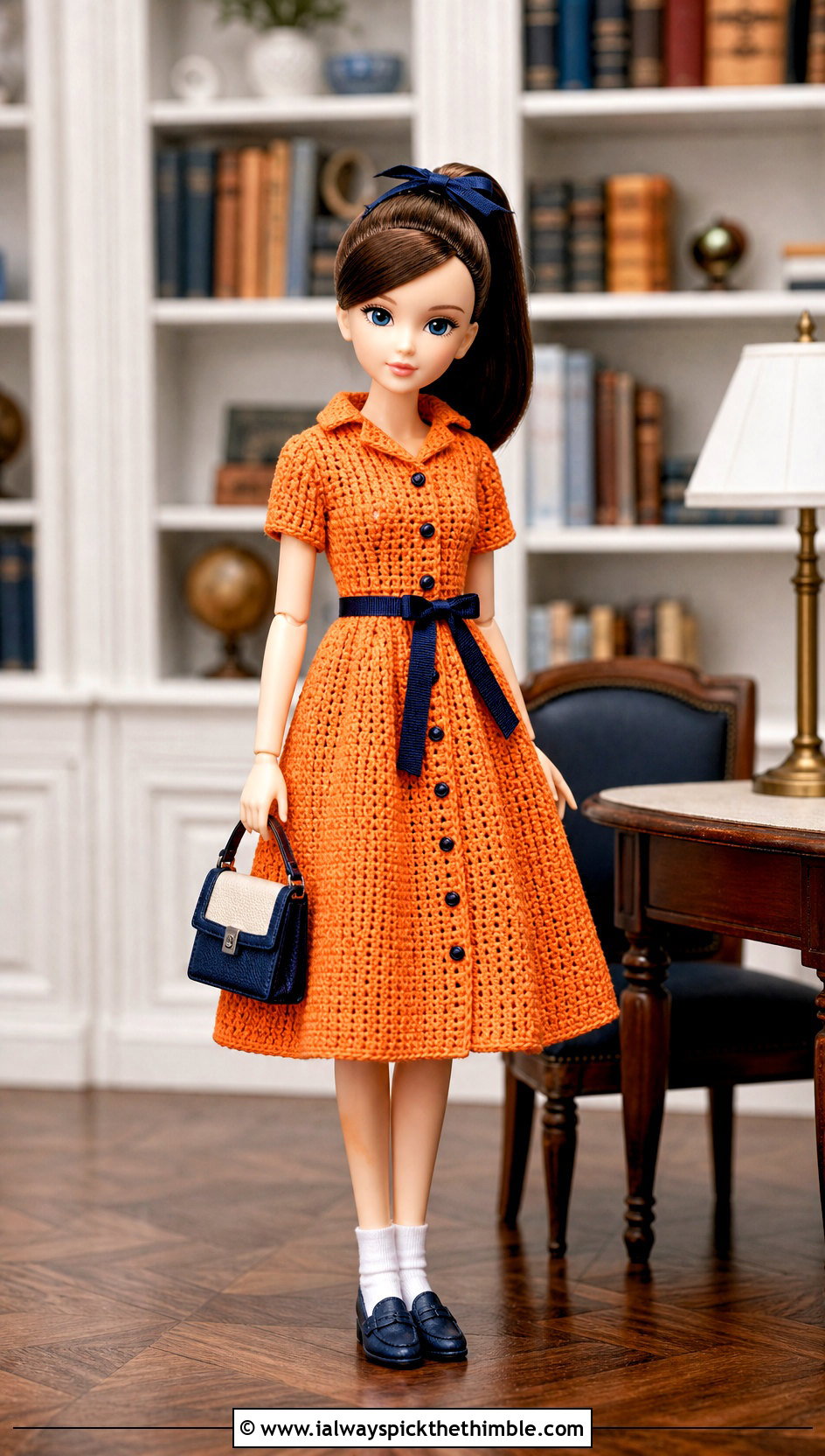 Shirtwaist Crochet Doll Dress With Loafers - 25 crochet doll dress outfit ideas