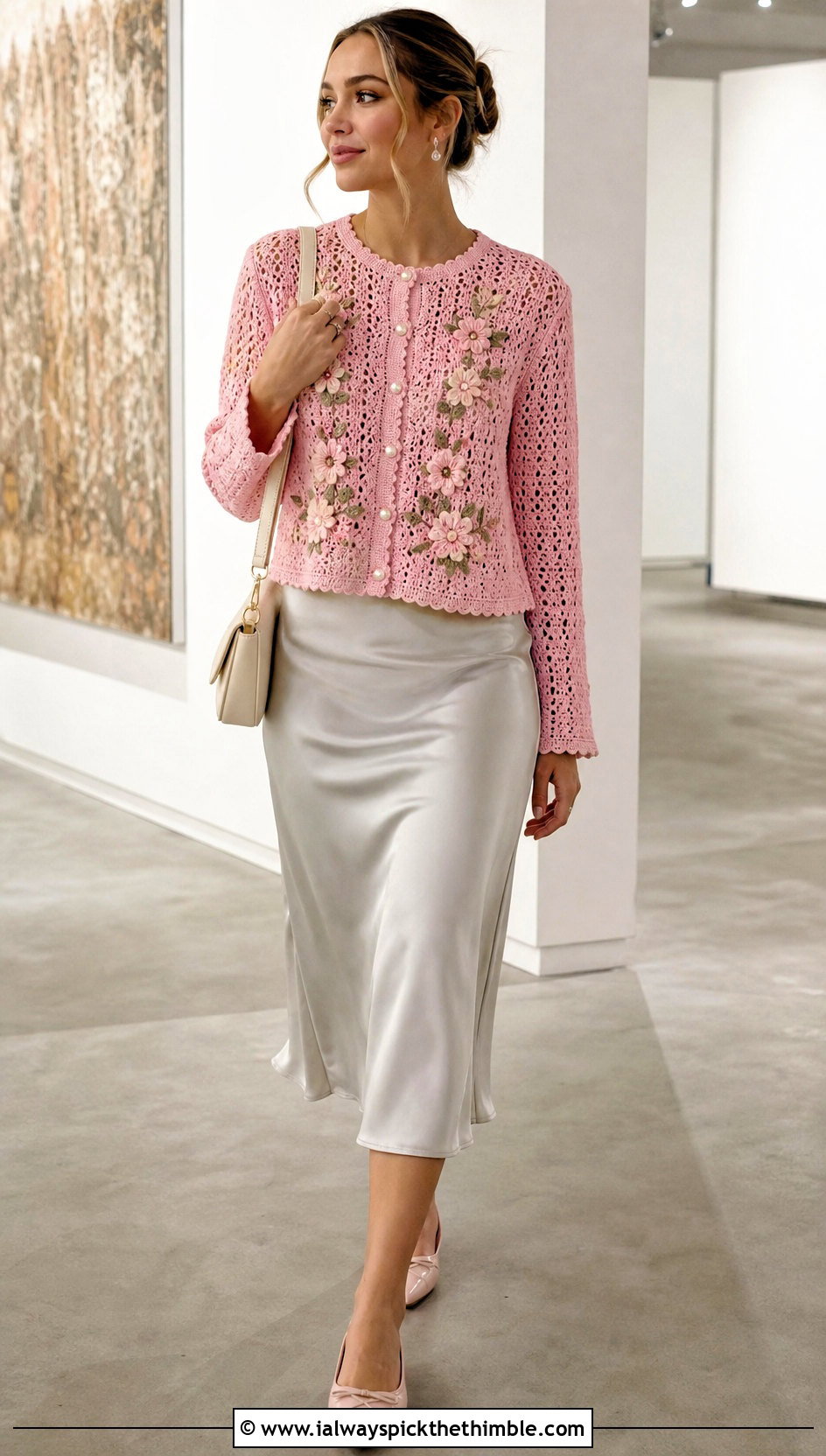 Shojo Crochet Cardigan With Satin Slip Skirt - 20 anime inspired crochet clothes and outfit ideas