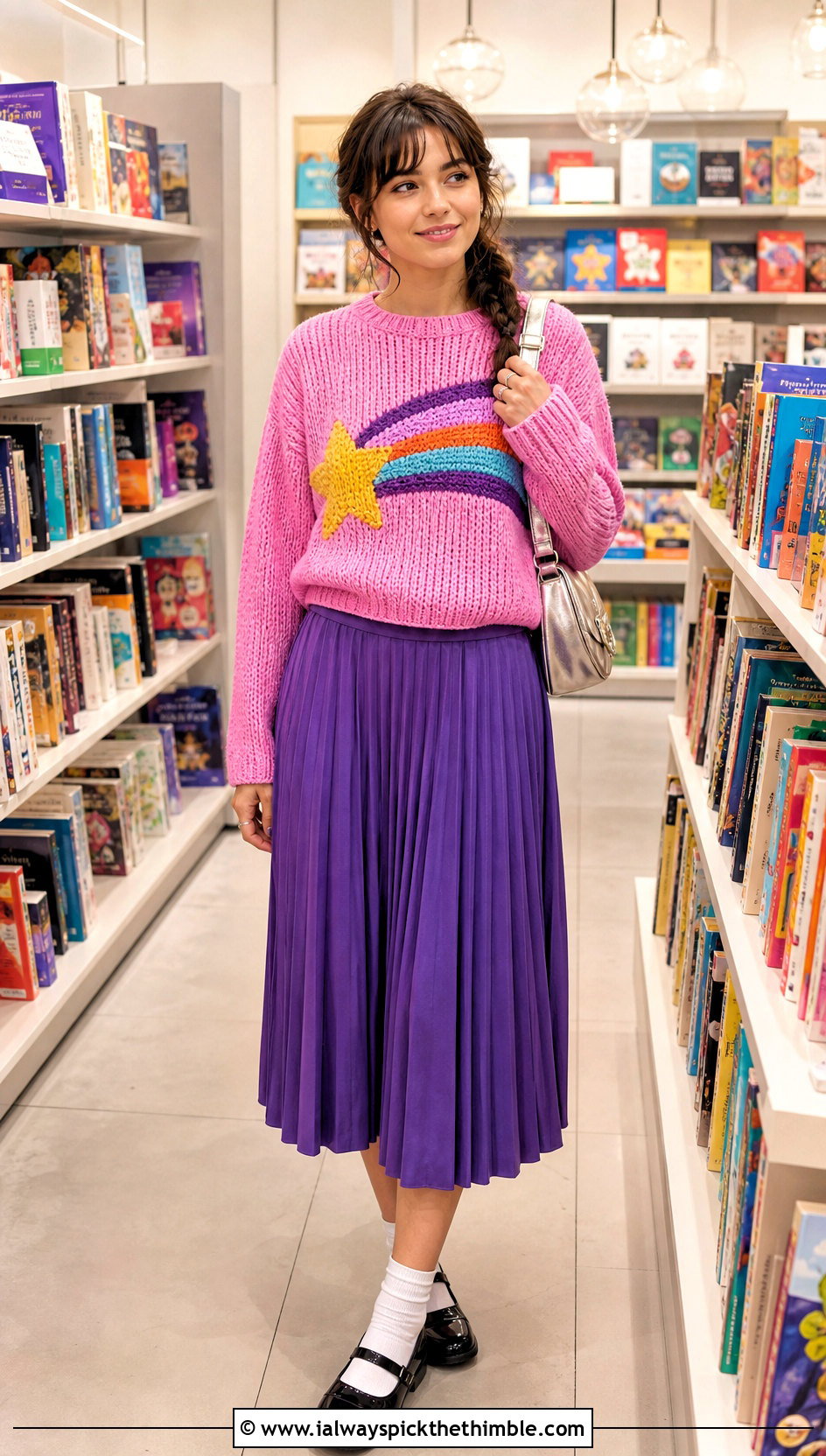 Shooting Star Crochet Mabel Sweater With Pleated Skirt - 25 crochet mabel sweater outfit ideas