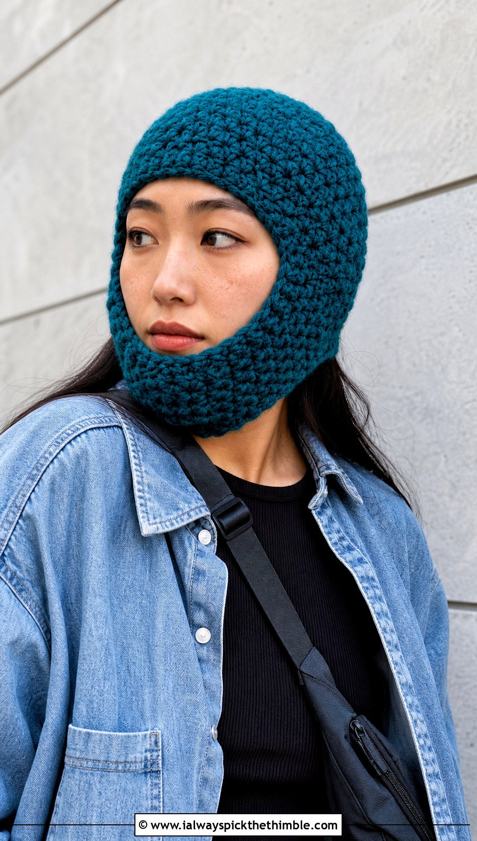 Short Beard Crochet Beanie With Denim Overshirt - 20 Beard Crochet Hat outfit ideas
