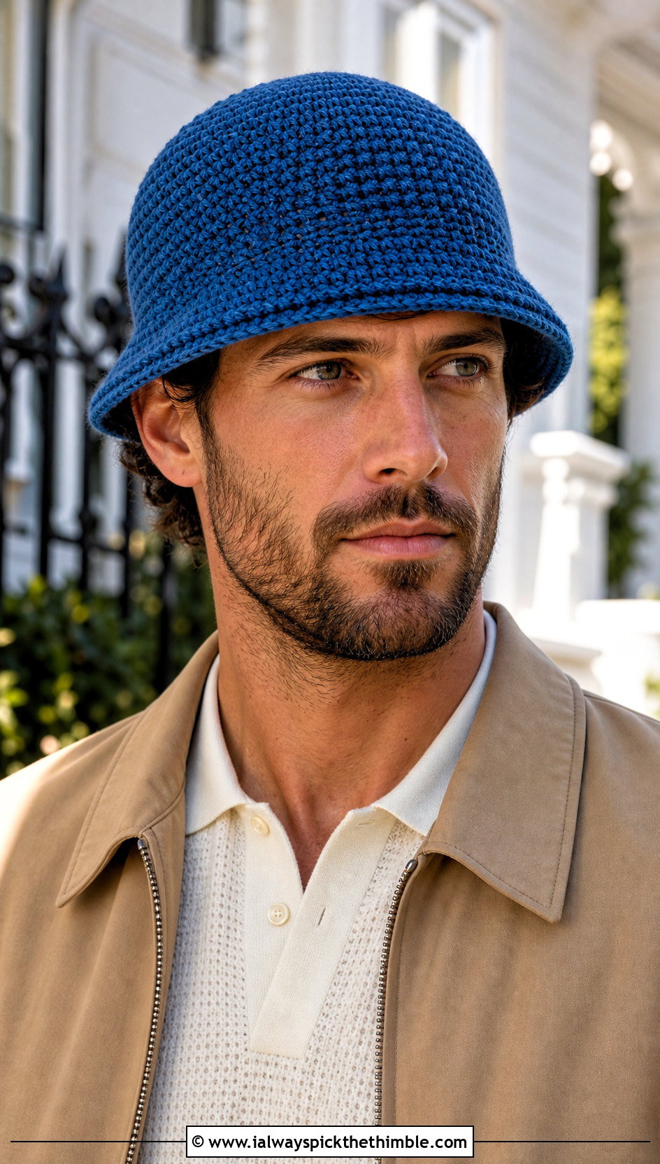 Short Brim Crochet Bucket Hat With Knit Polo And Chinos - 15 mens crochet bucket hat outfit ideas