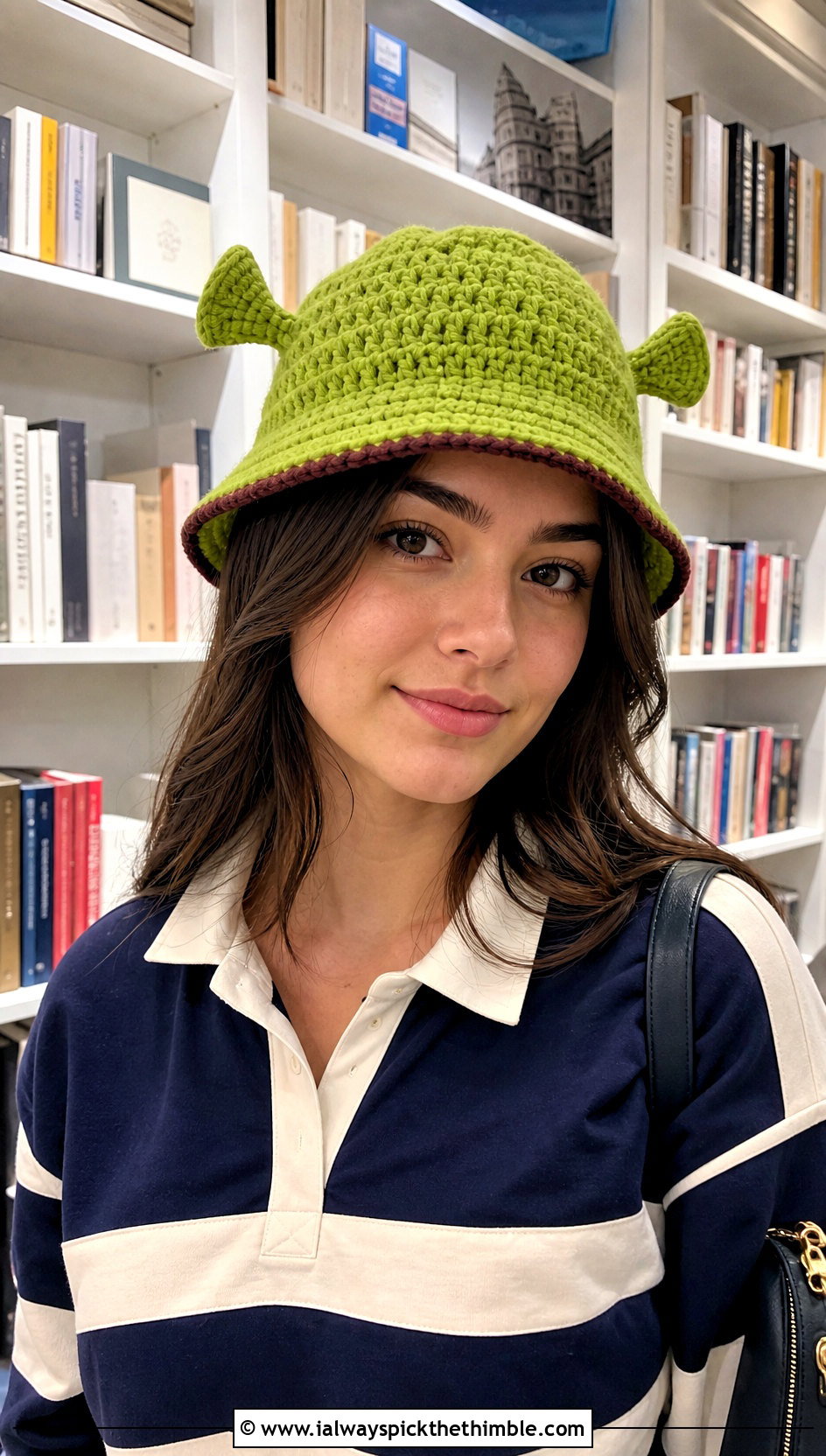 Short Brim Shrek Crochet Bucket Hat With Pleated Skirt - 20 shrek crochet bucket hat outfit ideas