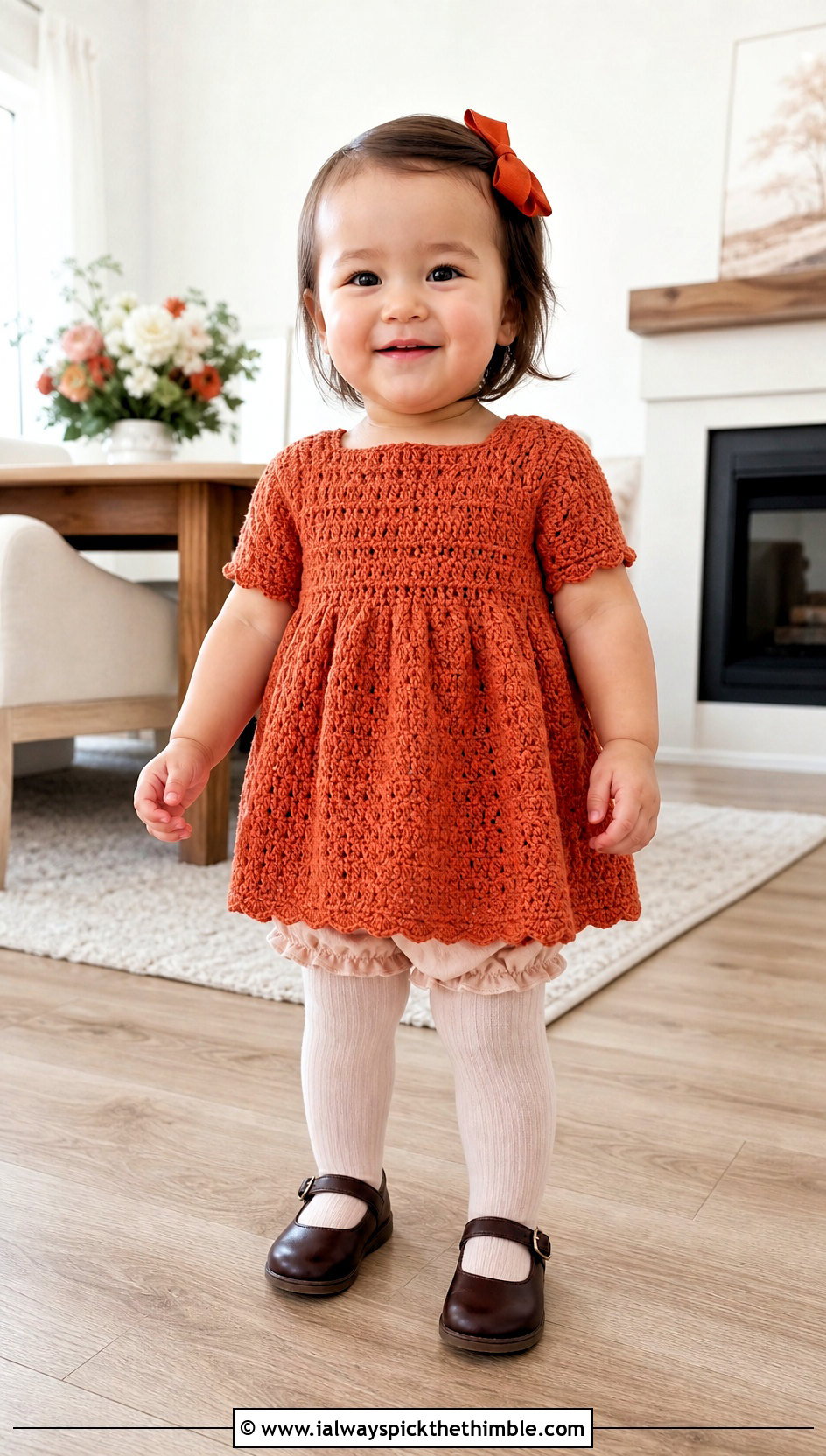 Short Crochet Blessing Dress With Tights And Mary Janes - 15 Crochet Blessing Dress outfit ideas