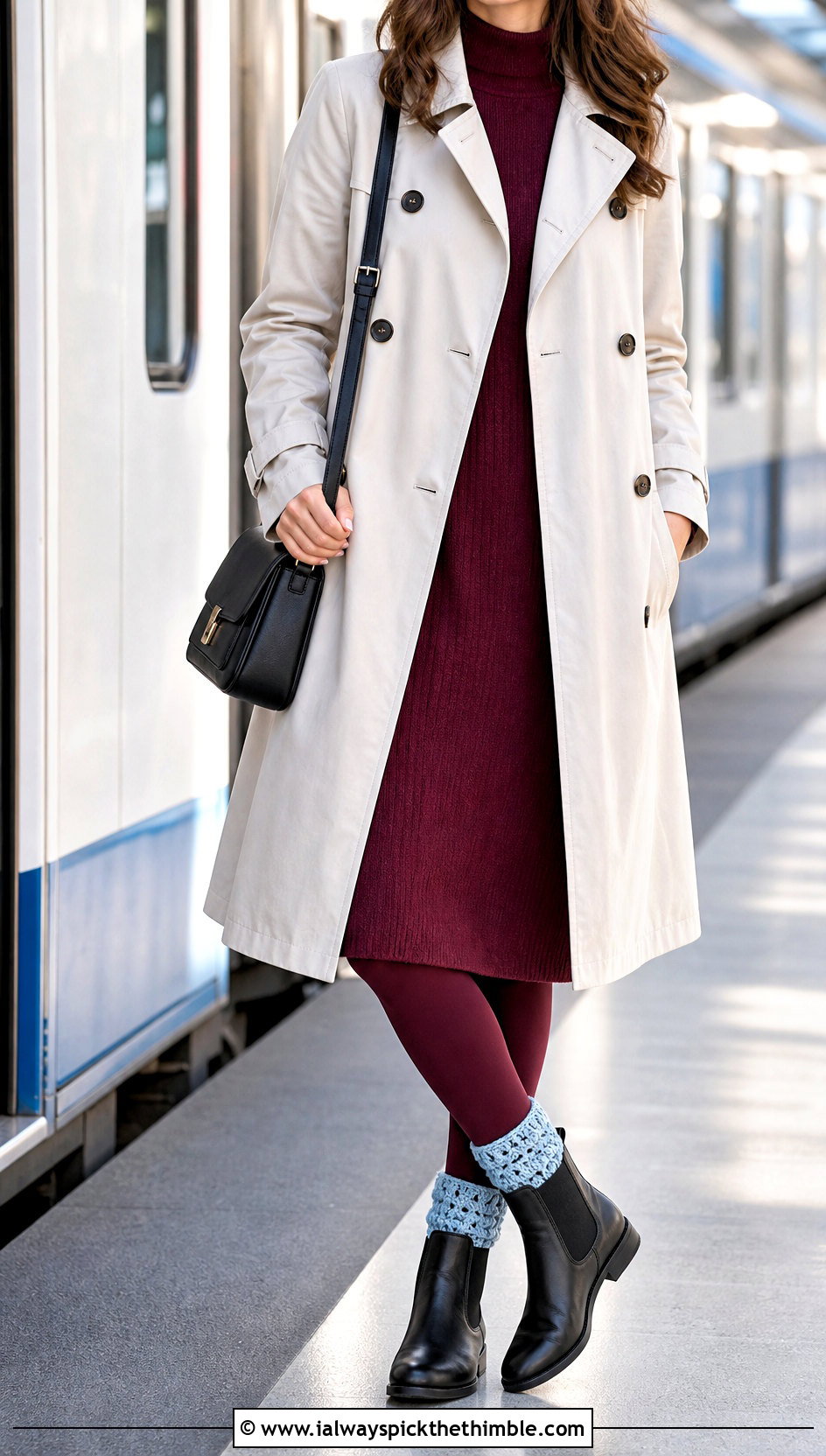 Short Crochet Boot Cuffs With Midi Dress And Chelsea Boots - 25 crochet legwarmers outfit ideas