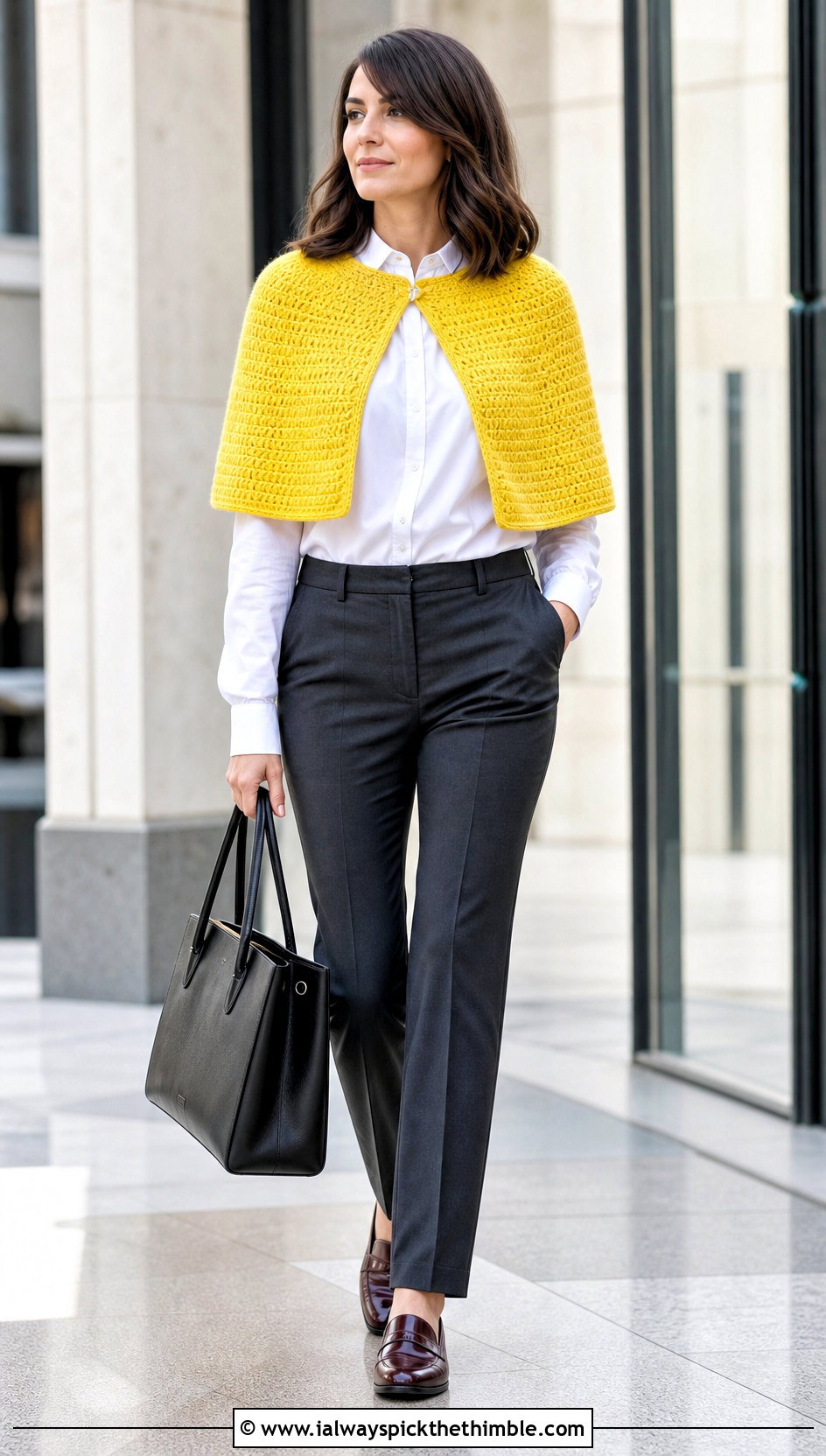 Short Crochet Superhero Cape With Tailored Trousers - 20 Crochet Super Hero Cape outfit ideas