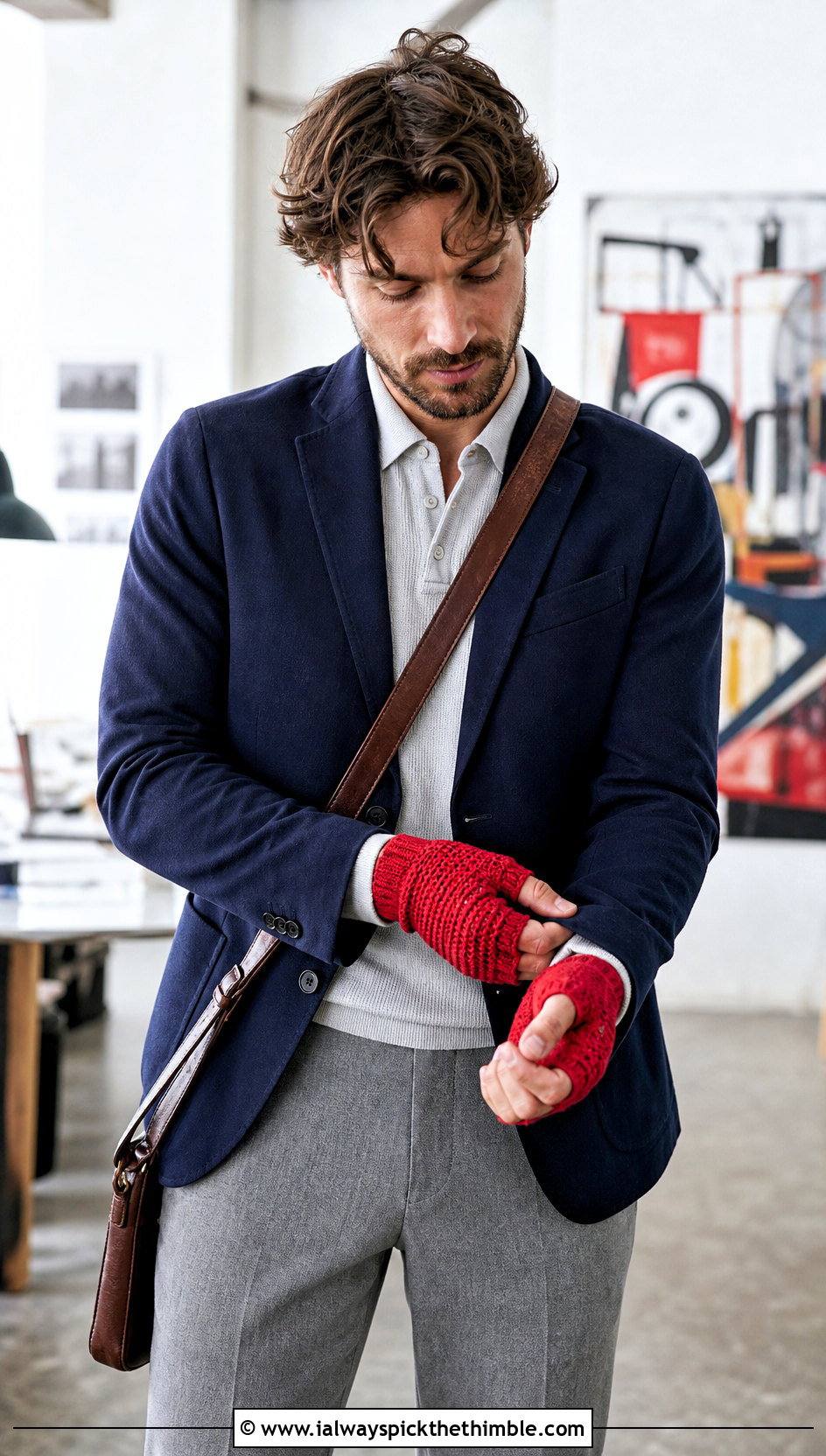 Short Cuff Crochet Fingerless Gloves With Blazer - 20 Crochet Mens Fingerless Gloves outfit ideas