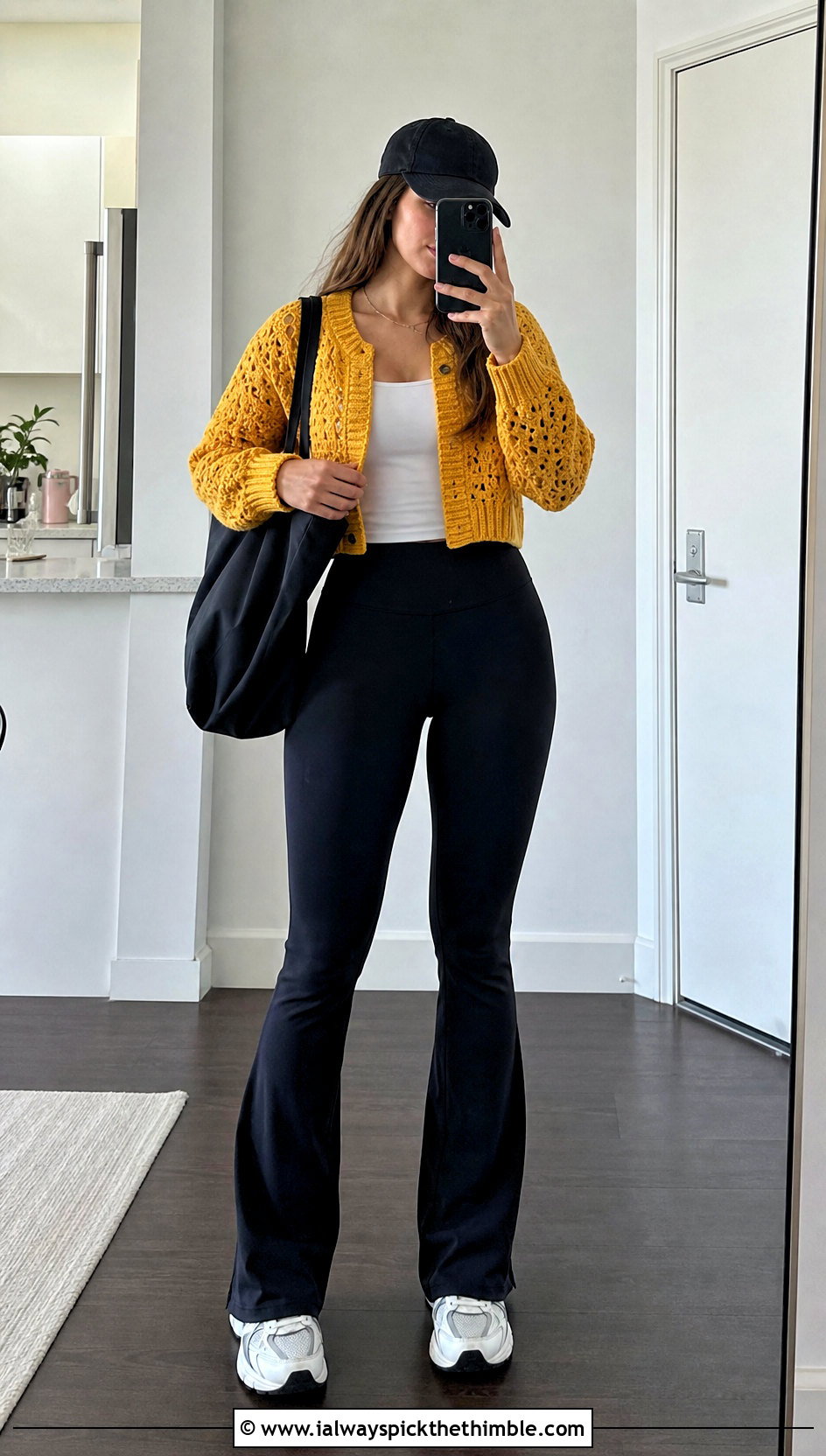 Short Riverbed Crochet Cardigan With Flared Leggings - 20 riverbed crochet cardigan outfit ideas