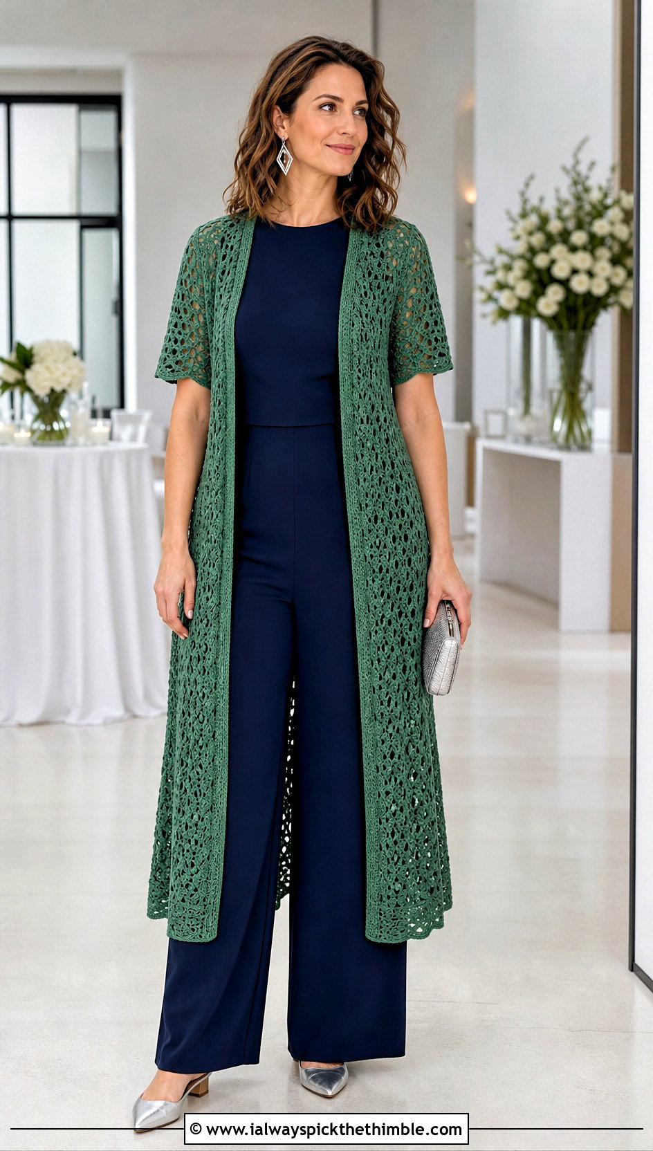 Short Sleeve Crochet Duster Cardigan With Jumpsuit - 25 crochet duster cardigan outfit ideas
