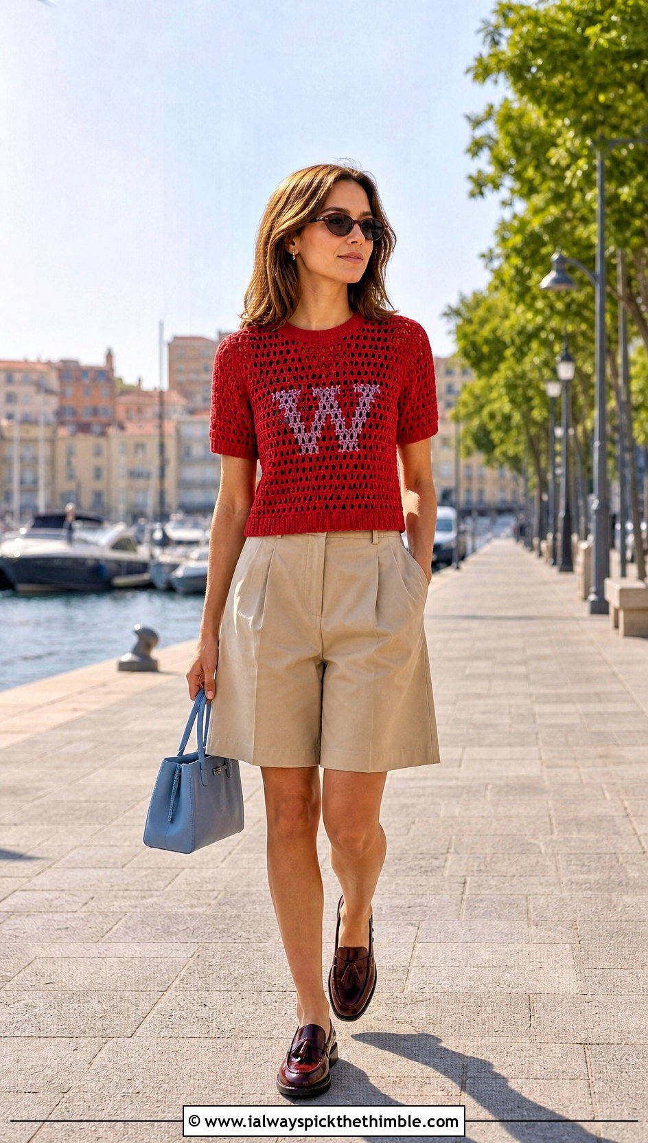 Short Sleeve Crochet Weasley Sweater With Bermuda Shorts - 25 crochet weasley sweater outfit ideas
