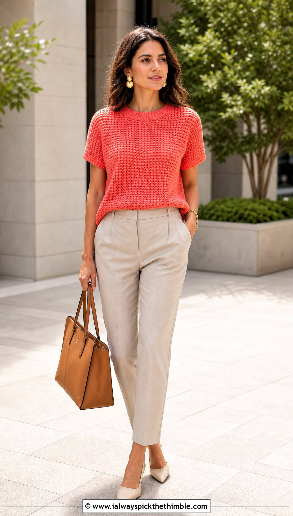 Short Sleeve Half Double Crochet Sweater With Suit Pants - 20 half double crochet sweater outfit ideas