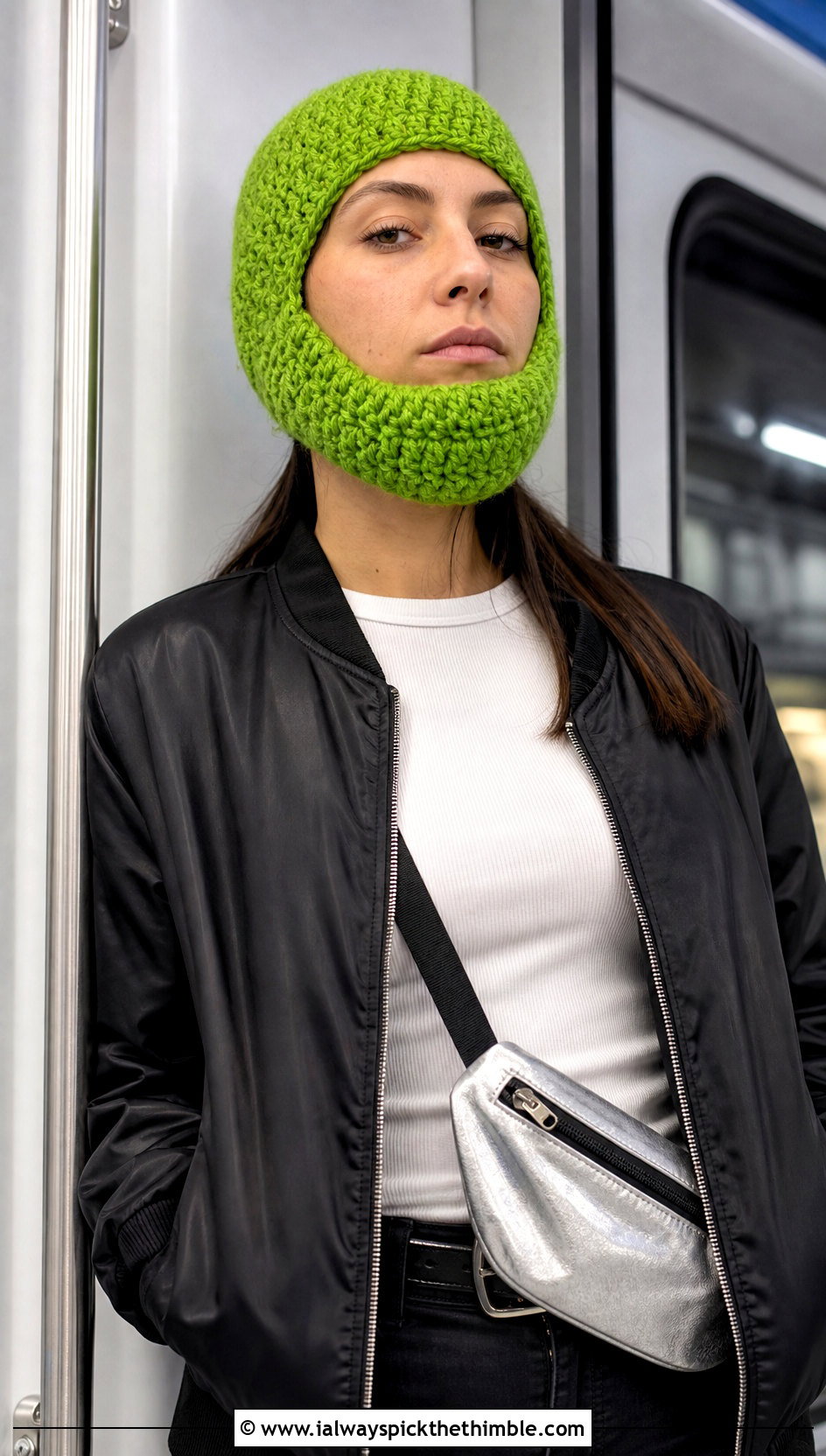 Short Stubble Crochet Beard Hat With Bomber Jacket - 15 Crochet Hat With Beard outfit ideas