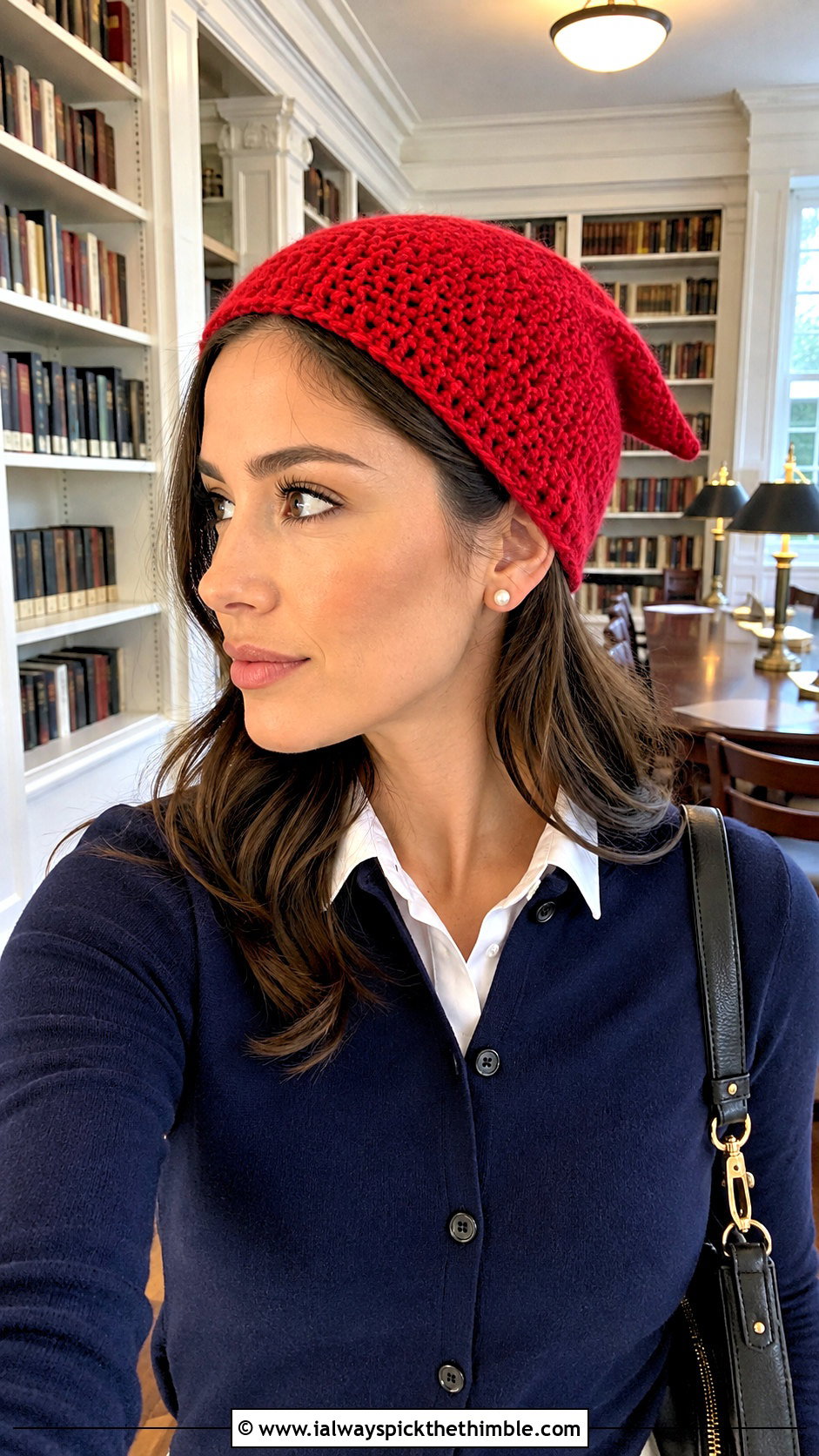 Short Tail Crochet Link Hat With Preppy Cardigan - 20 crochet link hat outfit ideas