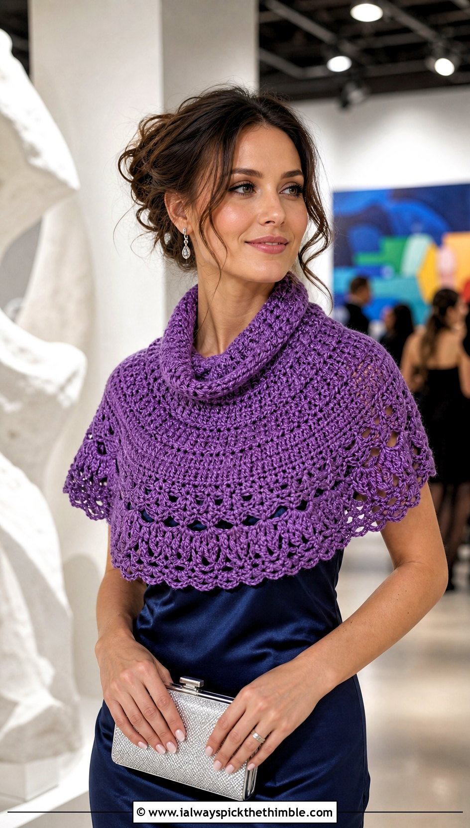 Shoulder Capelet Crochet Cowl With Slip Dress - 25 crochet cowl neck warmer outfit ideas