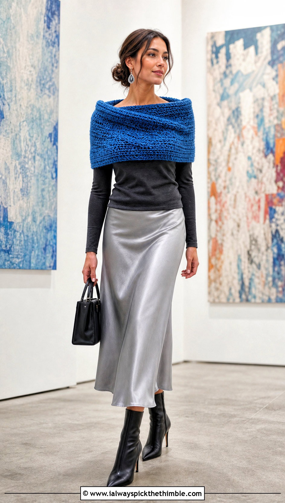 Shoulder Cowl Neck Crochet Scarf With Slip Skirt - 20 Cowl Neck Crochet Scarf outfit ideas