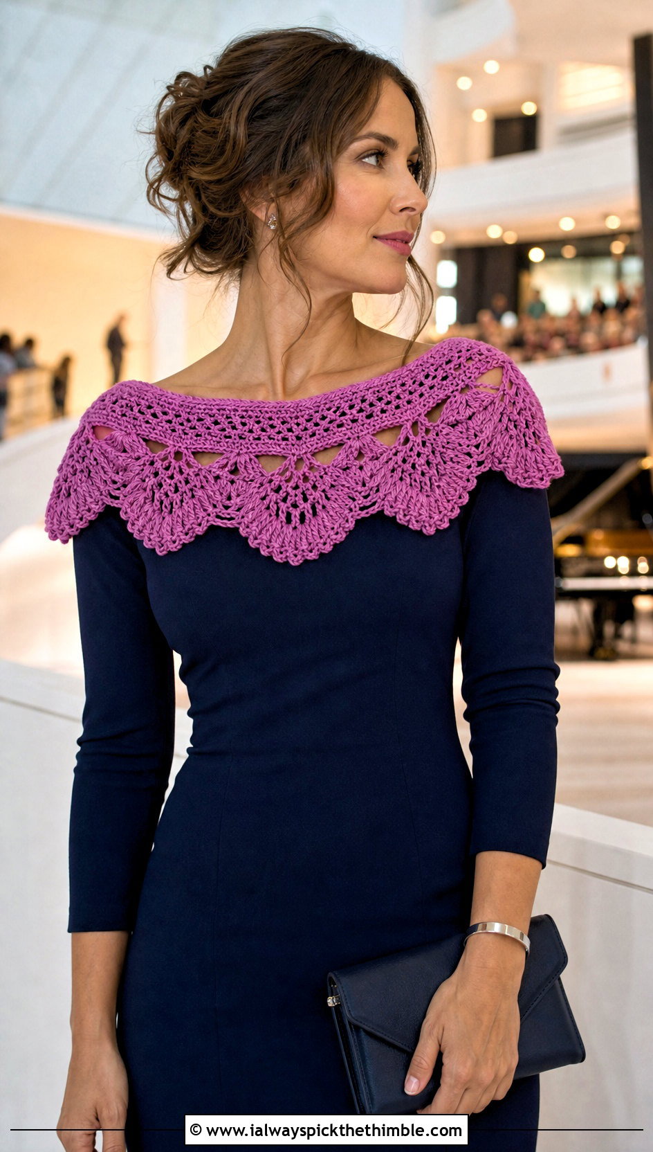 Shoulder Crochet Cowl With Fitted Knit Dress - 20 cowl crochet scarf outfit ideas