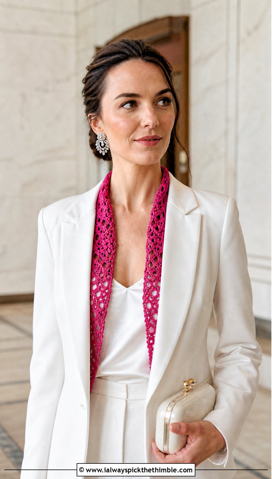 Silk Thread Crochet Wedding Shawl With Tuxedo Suit - 25 crochet wedding shawl outfit ideas