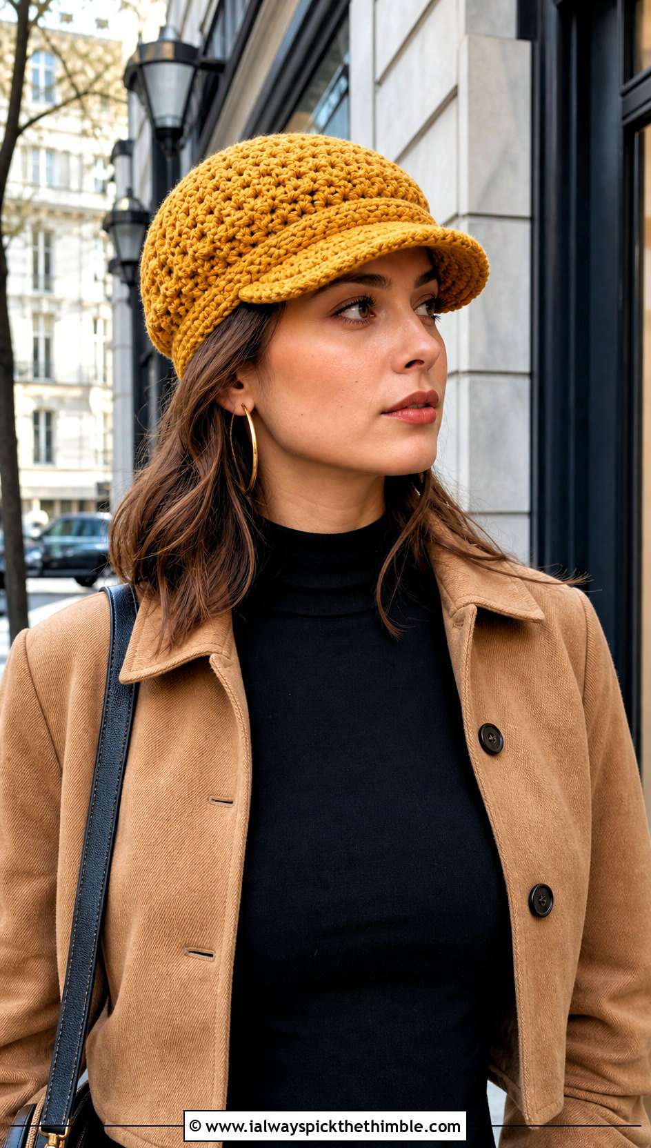 Simple Double Crochet Newsboy Cap With Wide Leg Jeans - 15 simple double crochet hat outfit ideas