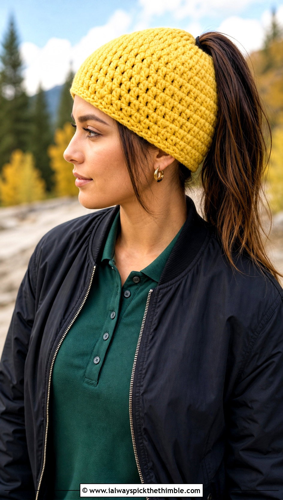 Simple Double Crochet Ponytail Hat With Denim Skirt - 15 simple double crochet hat outfit ideas