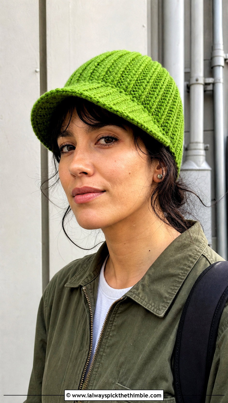 Single Brim Crochet Ribbed Beanie With Utility Jumpsuit - 20 easy crochet ribbed beanie outfit ideas