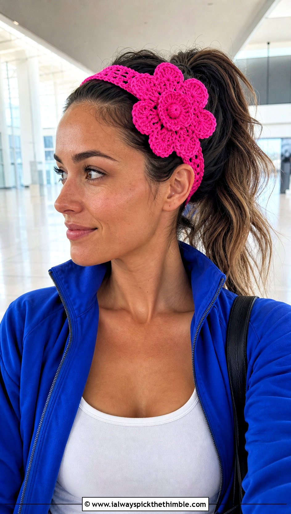 Single Flower Crochet Headband Set With Airport Outfit - 15 crochet flower and headband set outfit ideas