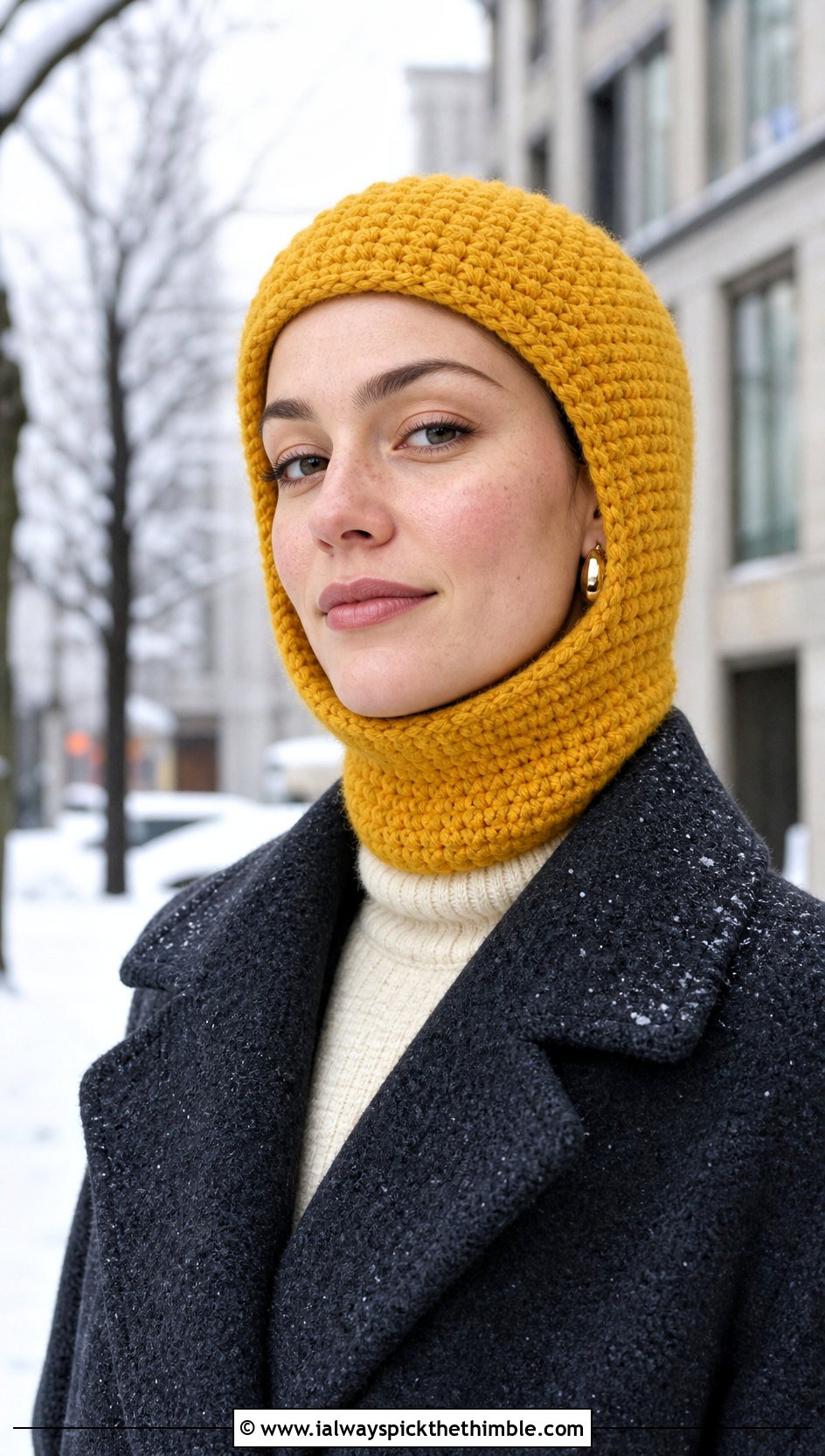 Single Stitch Crochet Balaclava Hat With Wool Coat And Boots - 15 Single Stitch Crochet Hat outfit ideas