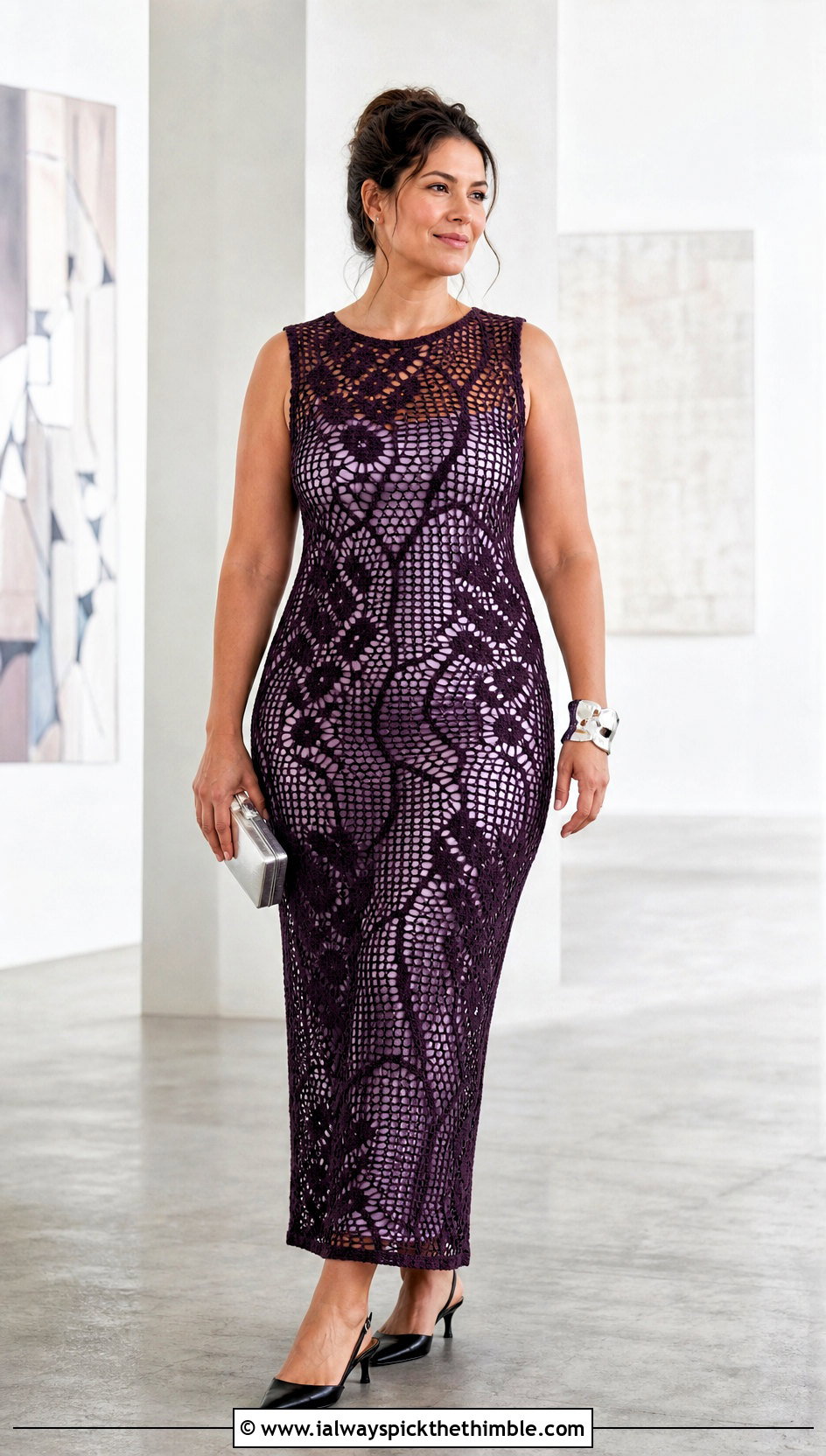 Size 44 Filet Crochet Column Dress With Satin Slip - 15 crochet dress size 44 outfit ideas