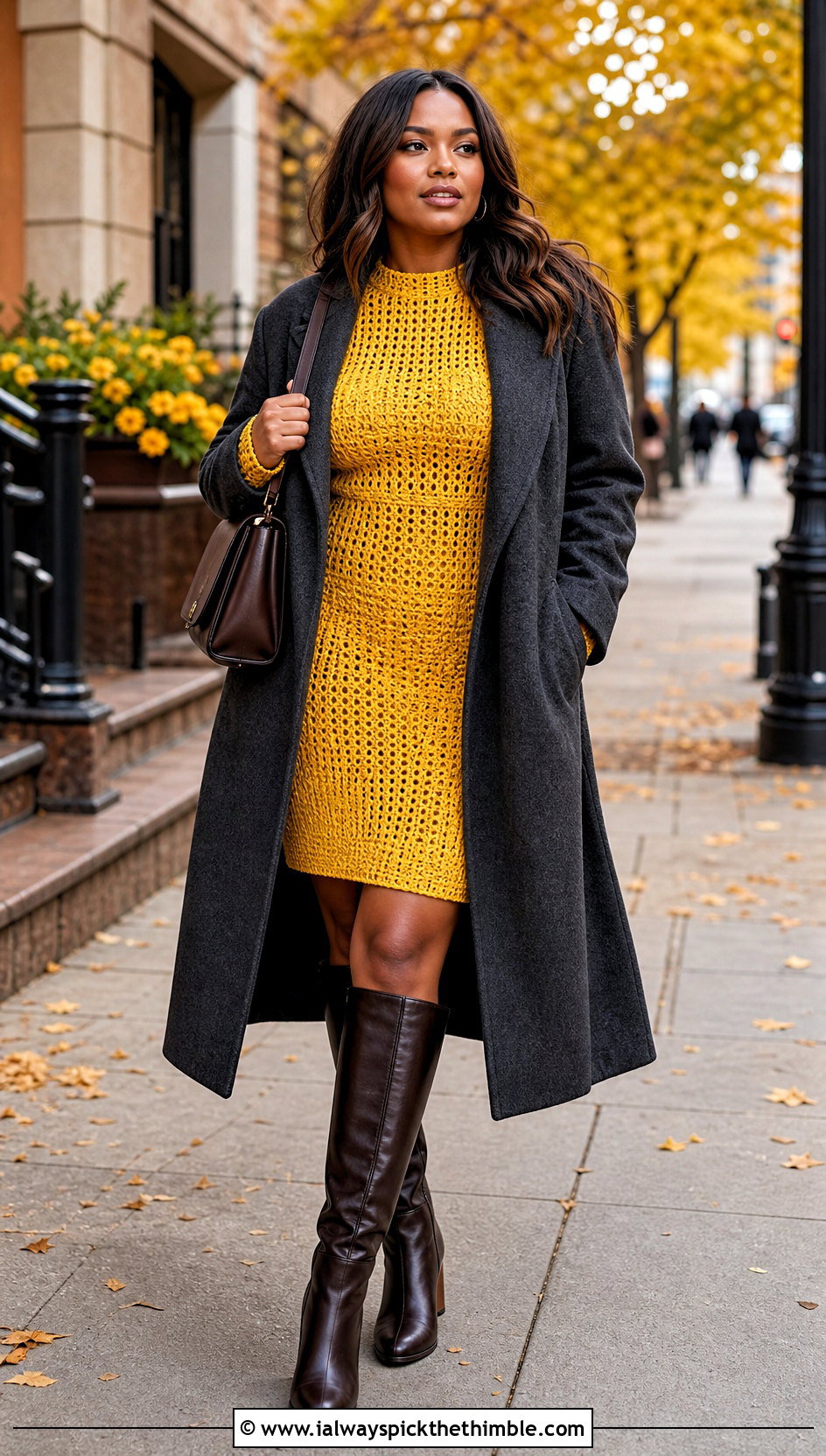 Size 44 Long Sleeve Crochet Sweater Dress With Tall Boots - 15 crochet dress size 44 outfit ideas