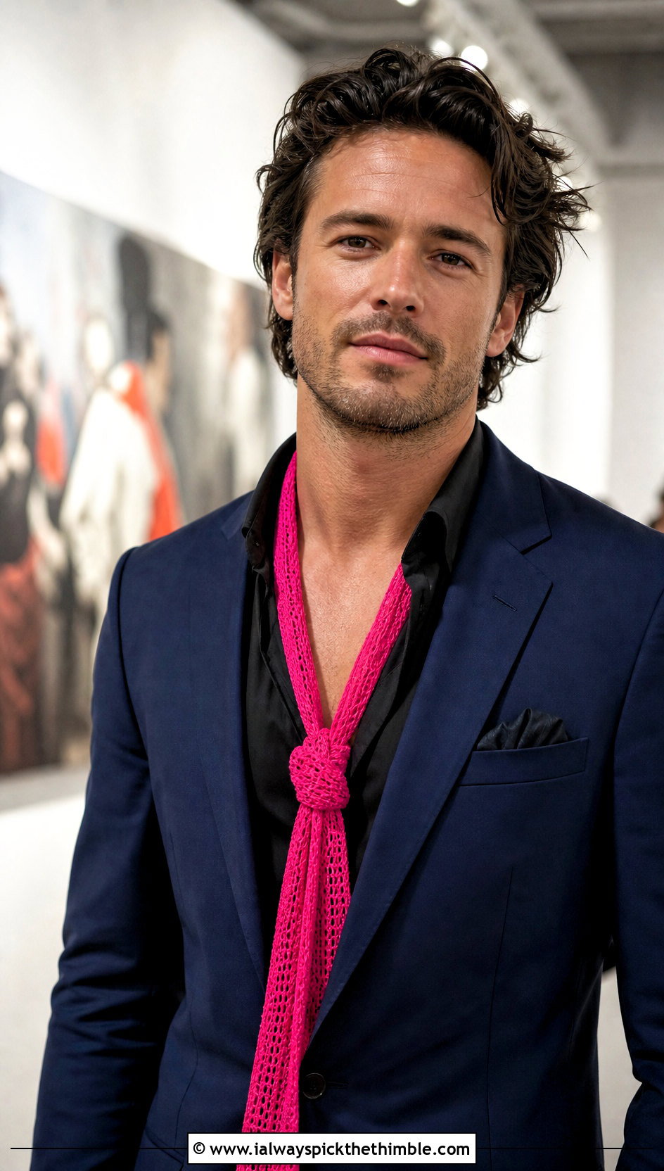 Skinny Crochet Scarf With Evening Blazer - 25 crochet scarf for men outfit ideas