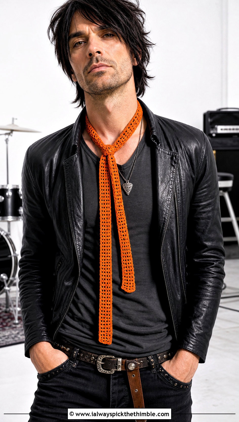 Skinny Crochet Scarf With Rock Outfit - 25 men's crochet scarf outfit ideas