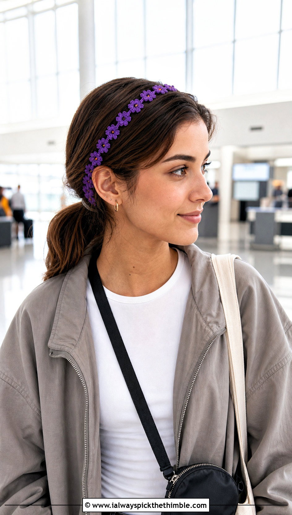 Skinny Flower Band Crochet Headband With Travel Layers - 25 crochet flower headband outfit ideas