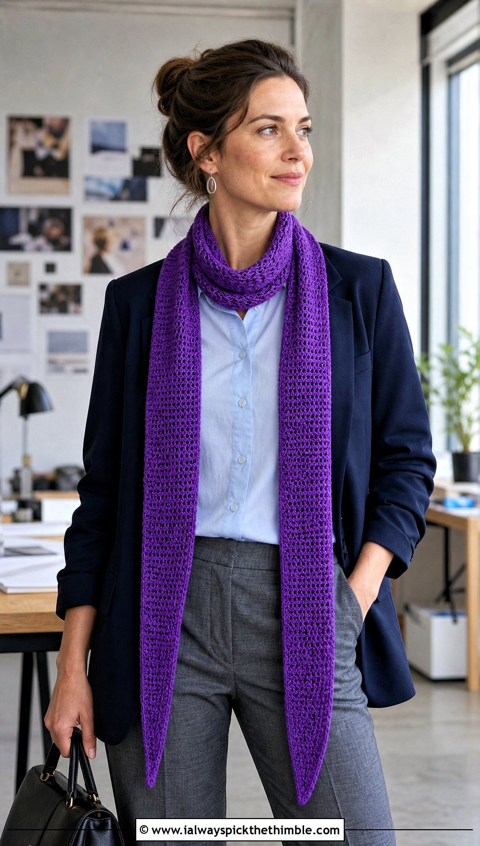 Skinny Half Double Crochet Scarf With Blazer - 20 Half Double Crochet Scarf outfit ideas