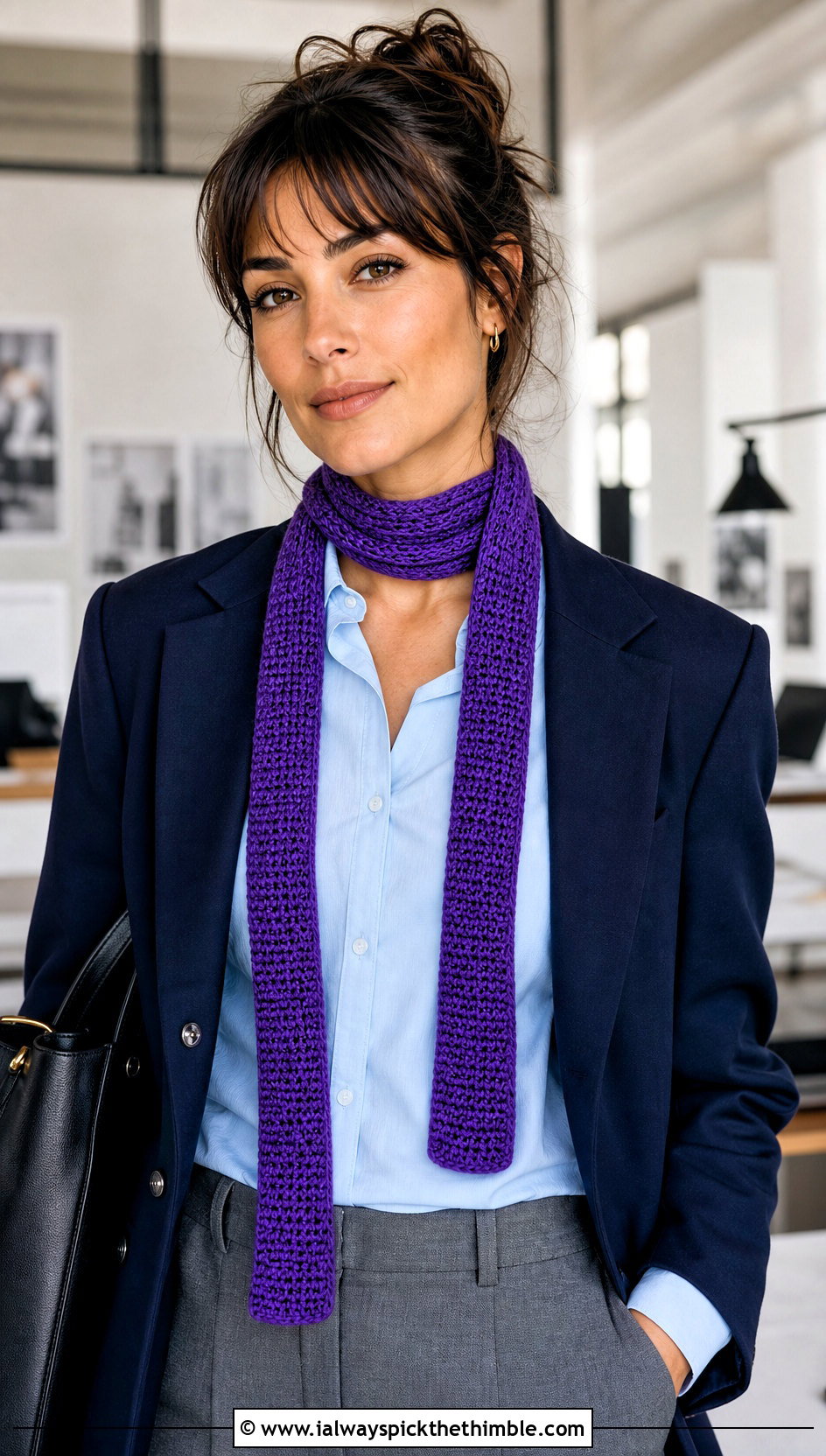Skinny Hdc Crochet Scarf With Tailored Blazer - 20 Hdc Crochet Scarf outfit ideas