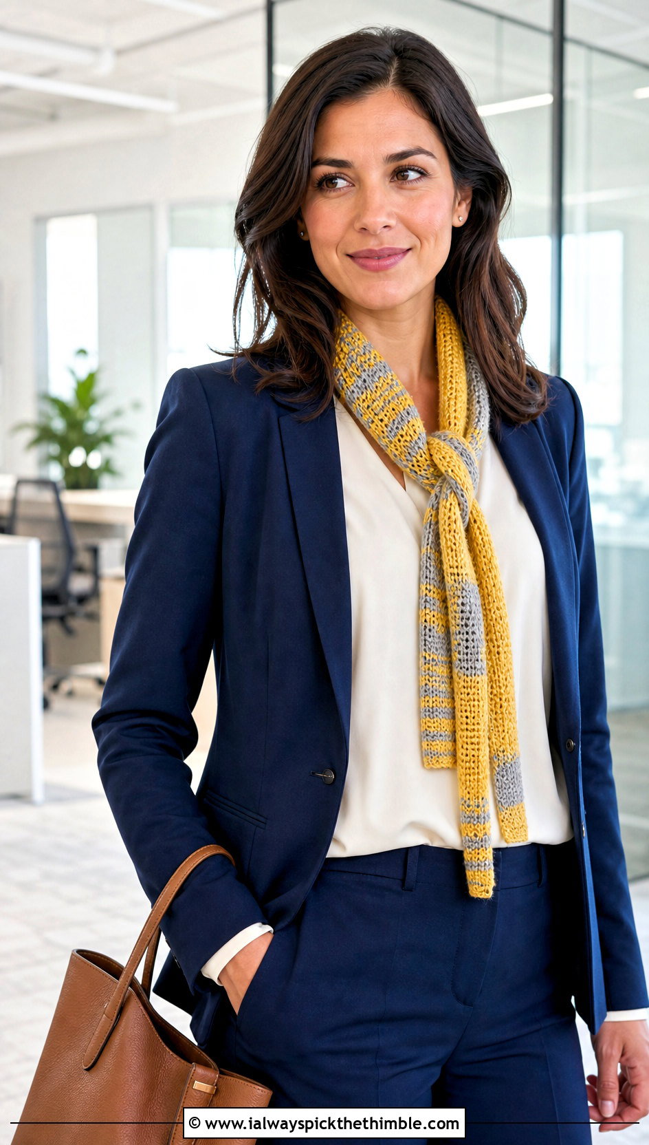 Skinny Striped Crochet Scarf With Blazer - 20 crochet striped scarf outfit ideas