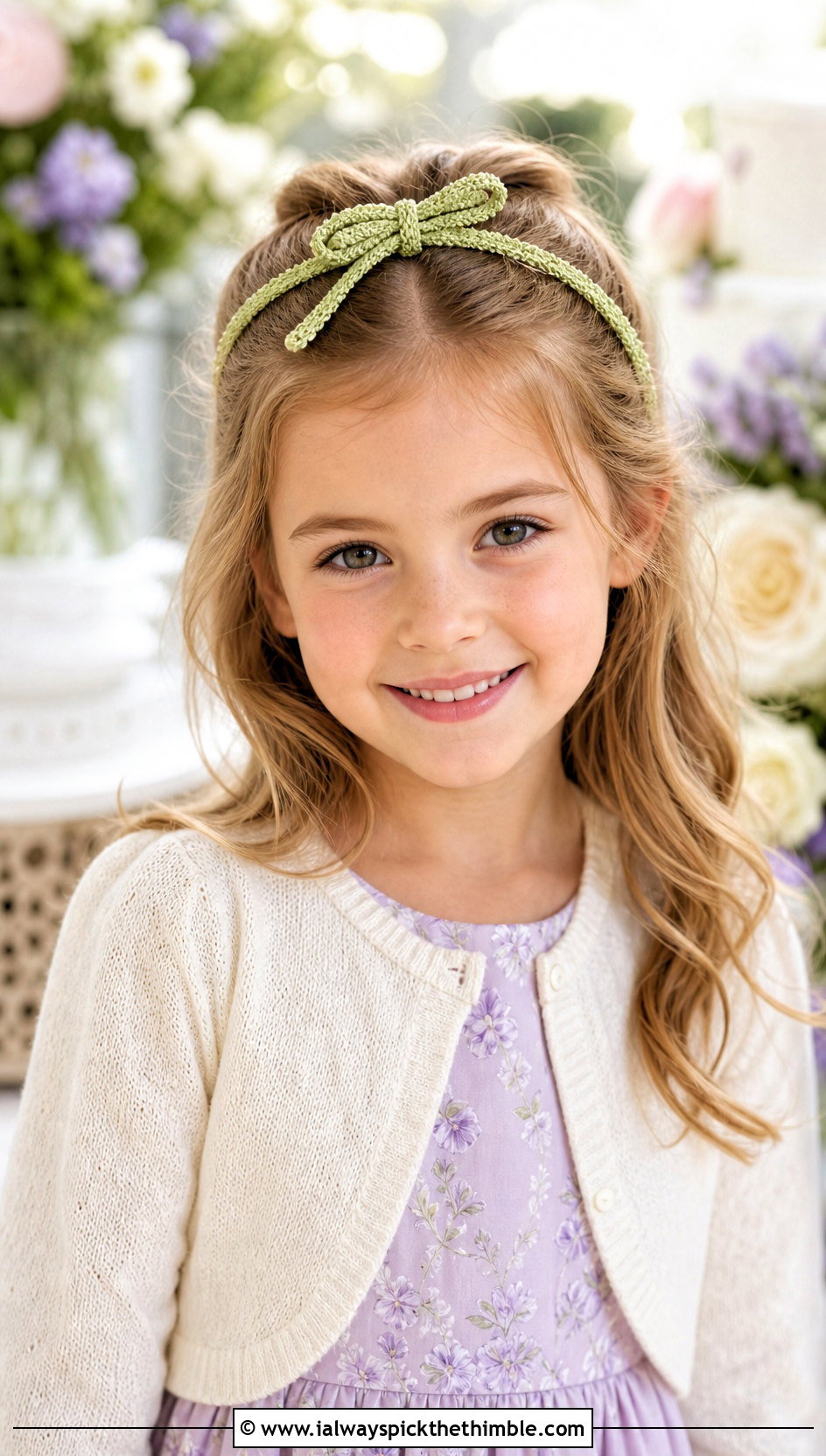 Skinny Tie Crochet Childs Headband With Floral Midi Dress - 20 Crochet Childs Headband outfit ideas