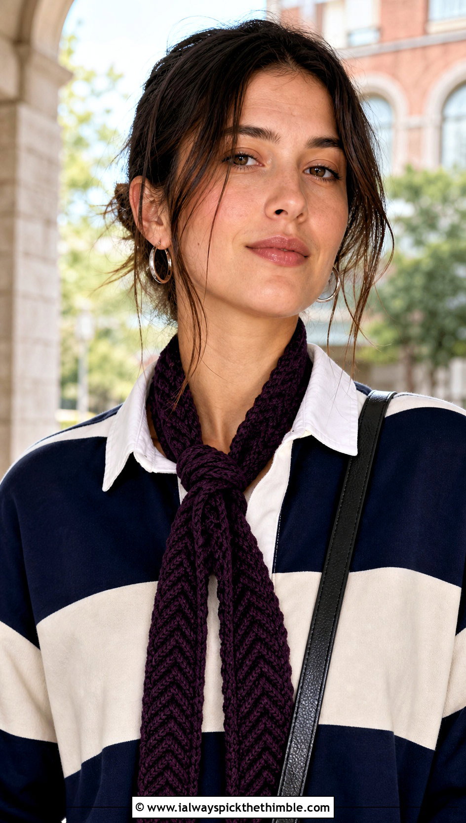 Skinny Zig Zag Crochet Scarf With Rugby Shirt - 20 Zig Zag Crochet Scarf outfit ideas