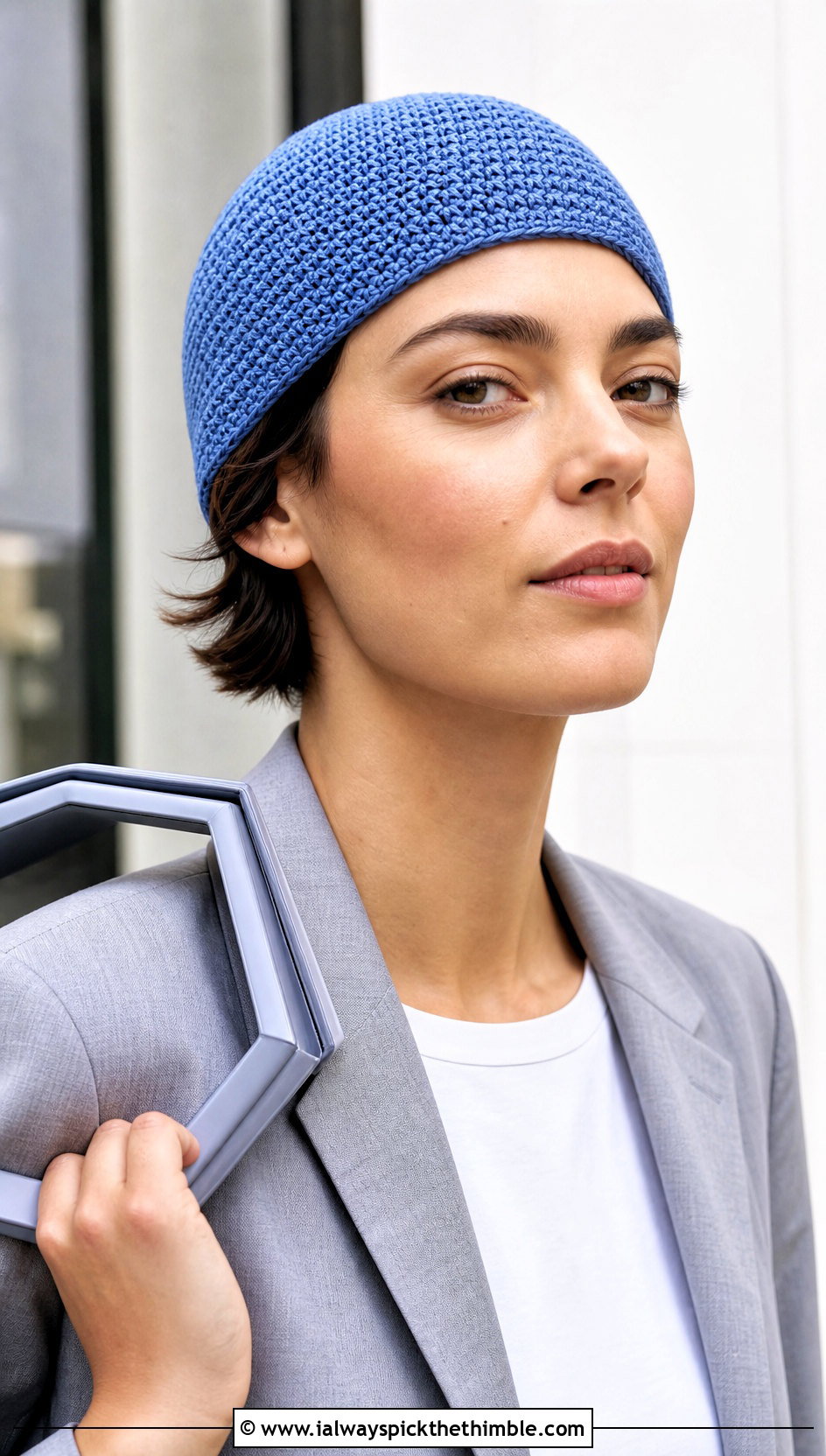 Skull Cap Magic Circle Crochet Beanie With Pantsuit - 20 Crochet Beanie Magic Circle outfit ideas