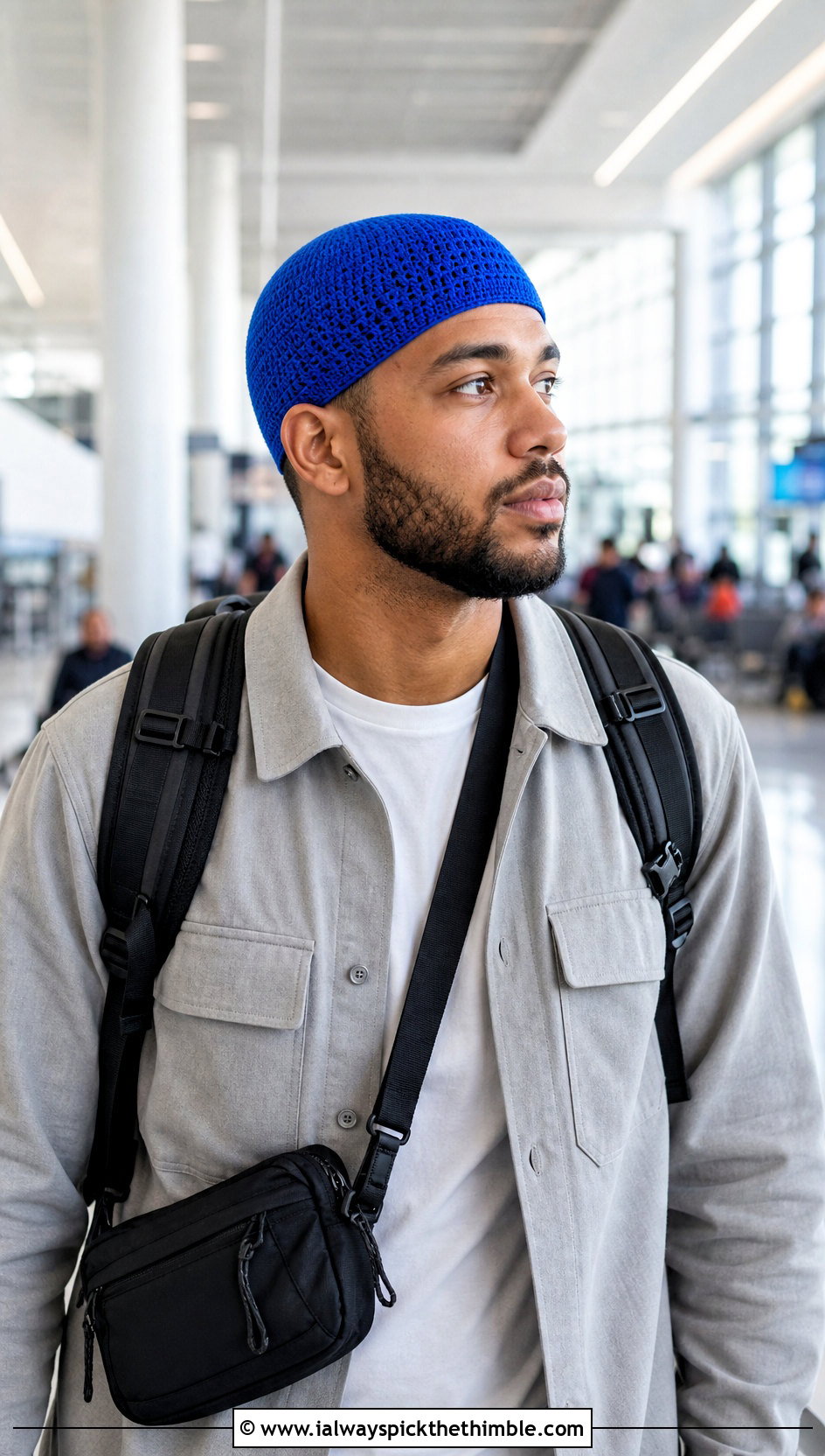 Skullcap Crochet Beanie With Travel Outfit - 20 crochet for men's beanies outfit ideas