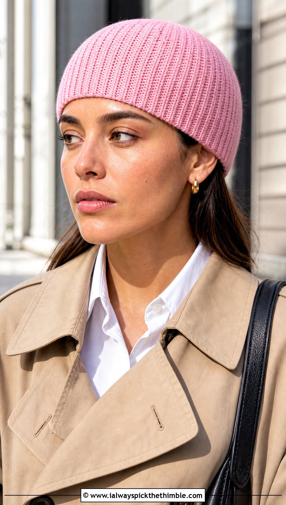 Skullcap Crochet Ribbed Beanie With Trench Coat - 25 crochet ribbed beanie outfit ideas