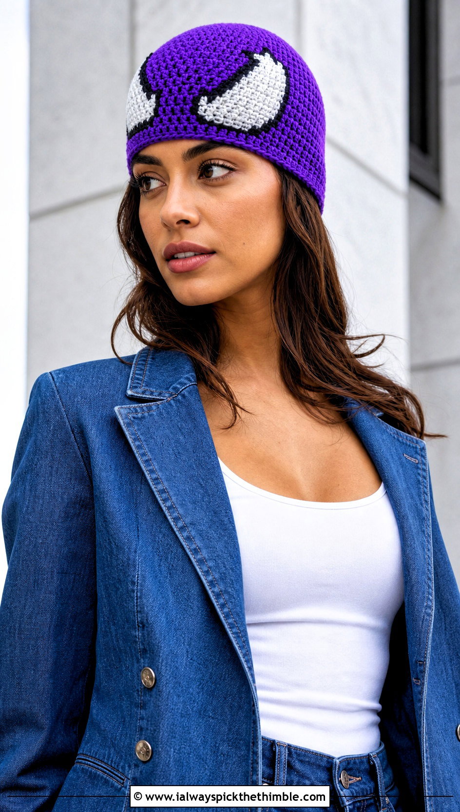 Skullcap Venom Crochet Beanie With Denim Suit - 20 venom crochet beanie outfit ideas