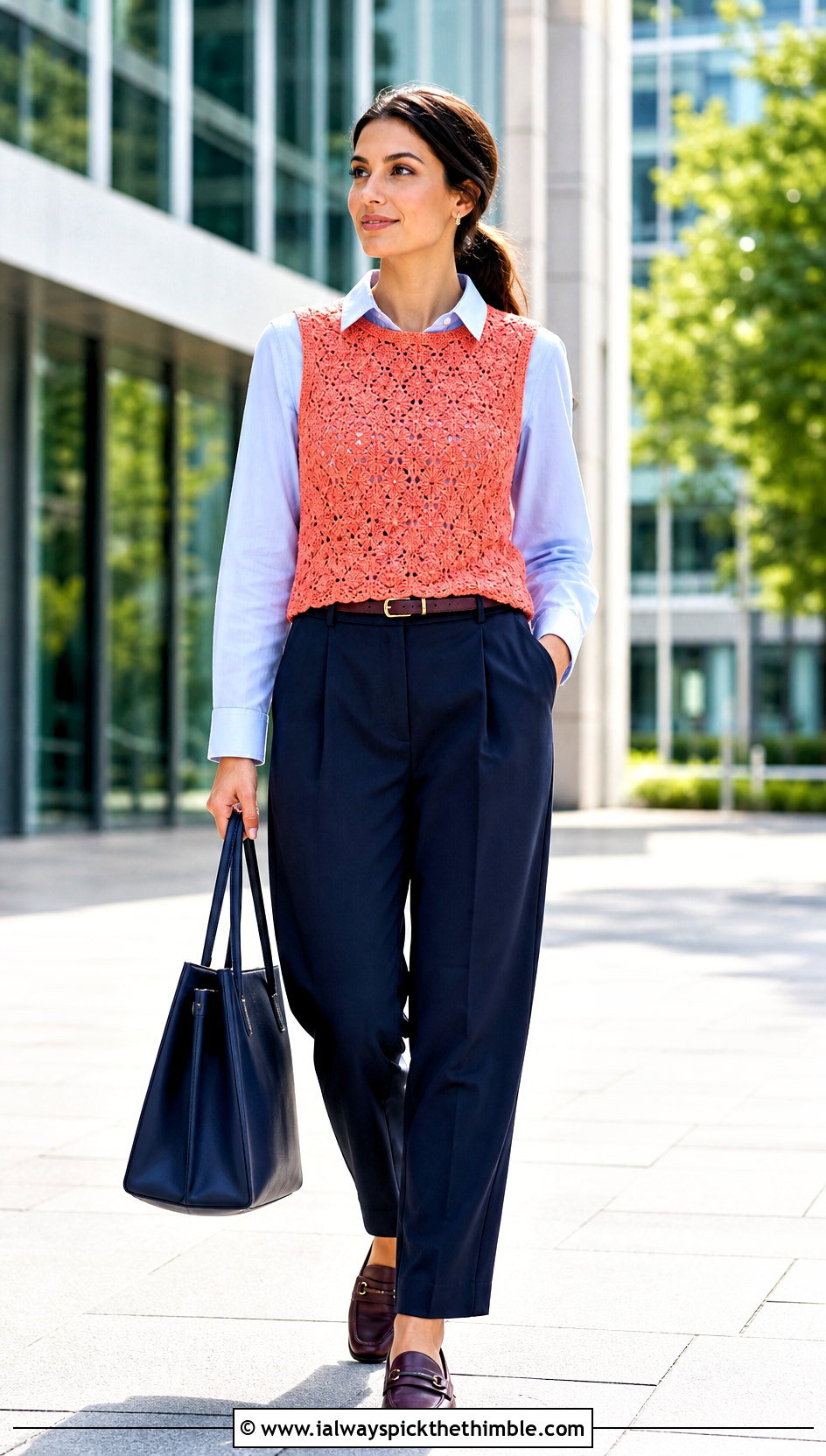 Sleeveless Buttercup Crochet Top Over Button Down Shirt - 20 Buttercup Crochet Top outfit ideas