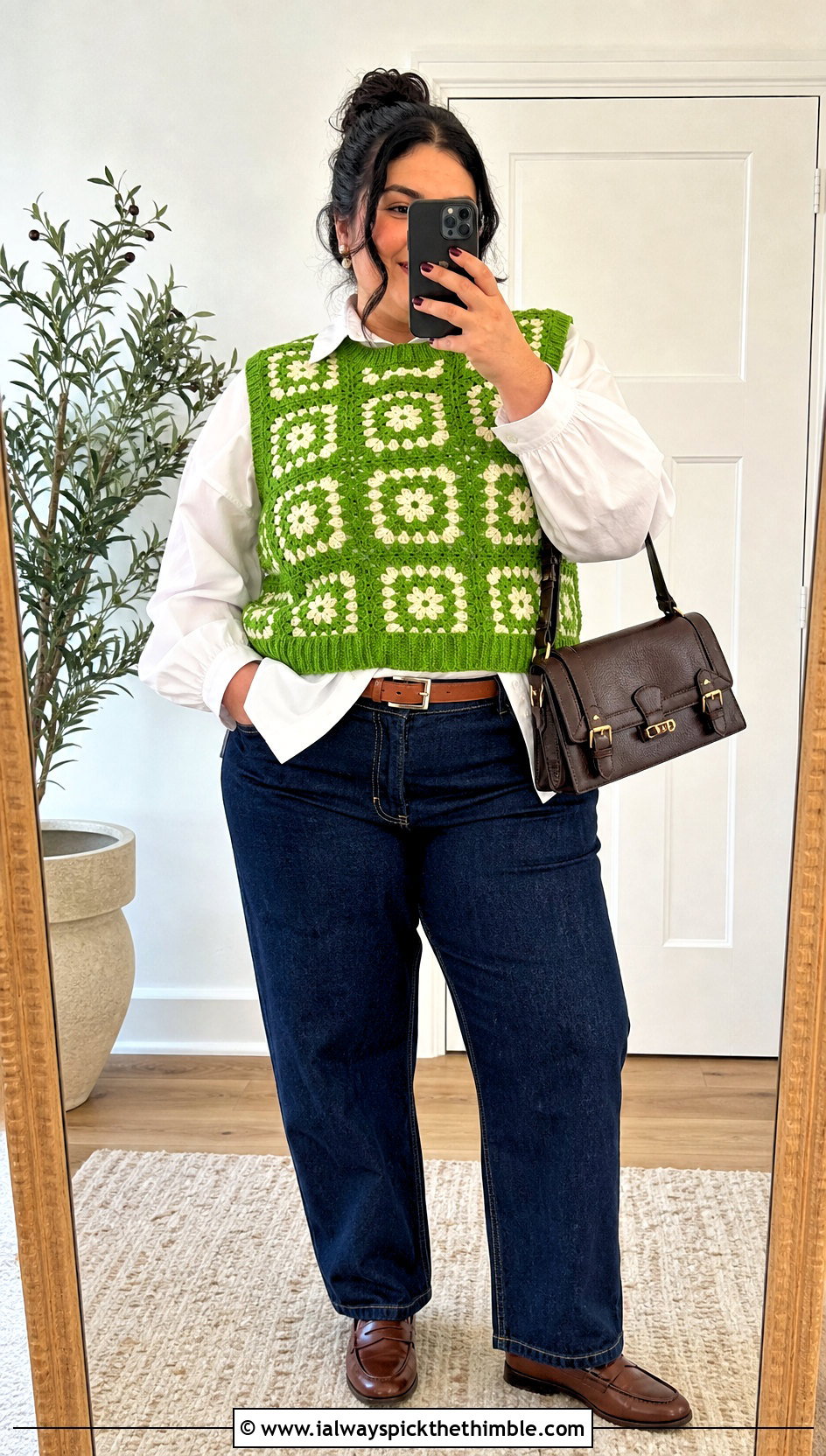 Sleeveless Granny Crochet Pullover With Oversized Shirt And Jeans - 15 love my granny crochet pullover outfit ideas