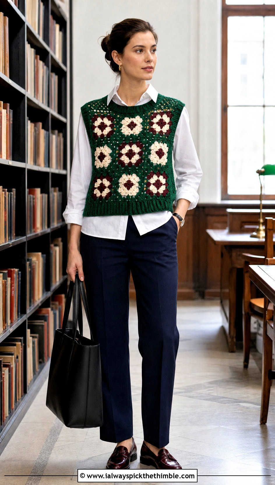 Sleeveless Granny Square Pullover Sweater With White Shirt - 25 Granny Square Pullover Sweater outfit ideas
