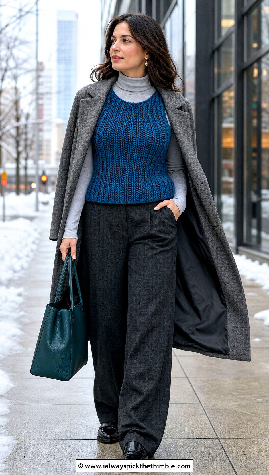 Sleeveless Ribbed Crochet Top With Wool Trousers - 25 crochet top outfit ideas