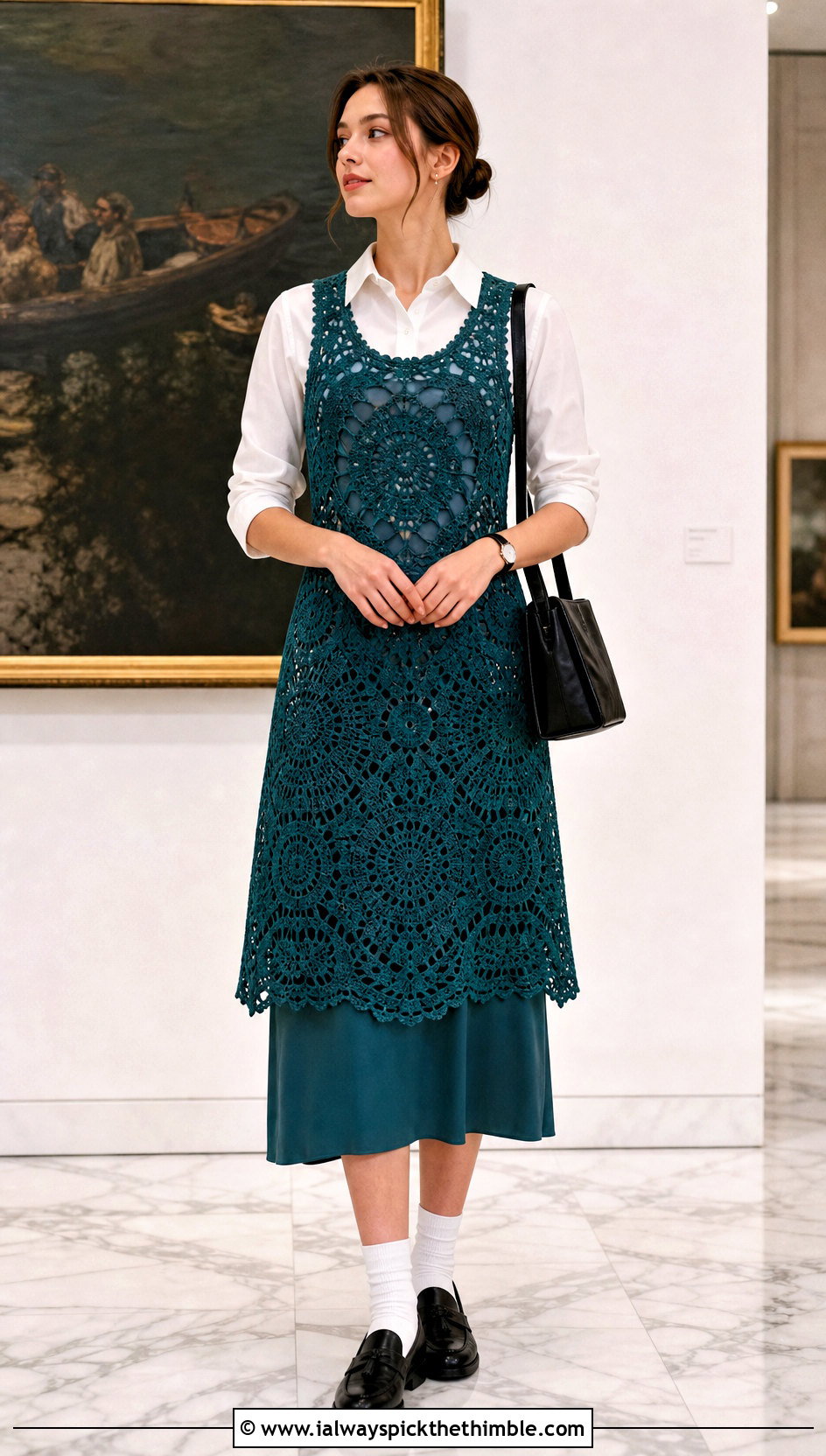 Sleeveless Sundrop Crochet Dress With Button Down Shirt - 15 sundrop crochet dress outfit ideas