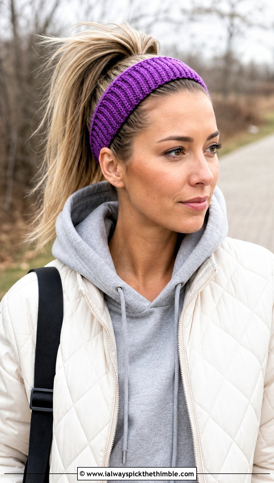 Slim Ribbed Crochet Headband With Hoodie And Joggers - 15 Cozy Ribbed Crochet Headband outfit ideas