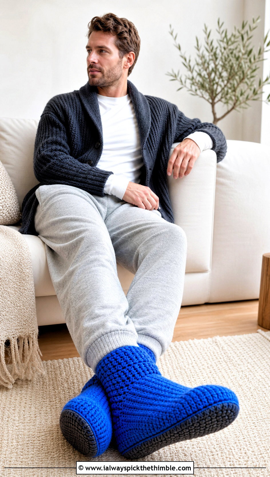 Slipper Crochet Socks With Lounge Set And Cardigan - 25 crochet socks for men outfit ideas