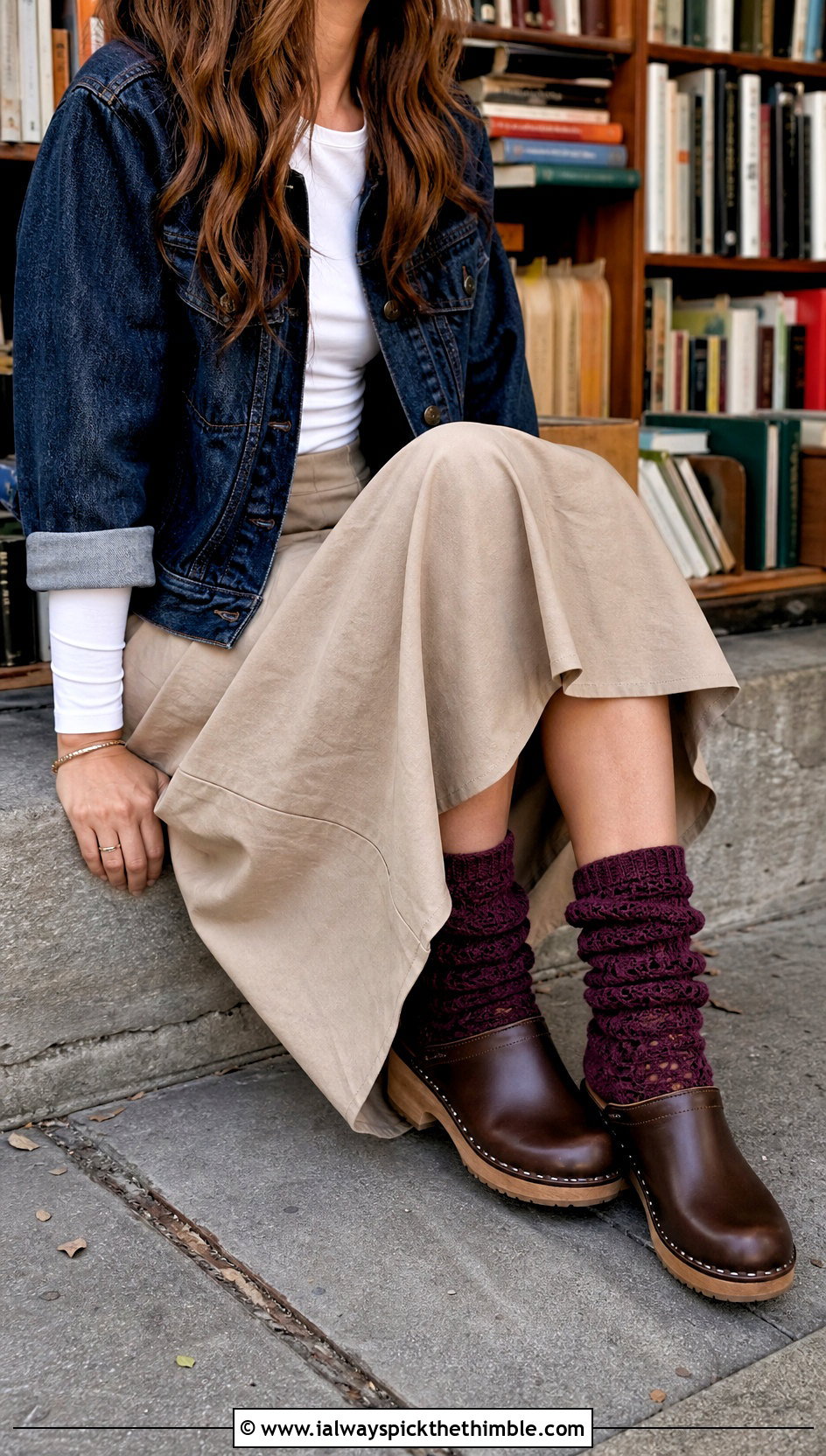 Slouch Crochet Socks With Clogs - 20 Crocheted Socks outfit ideas